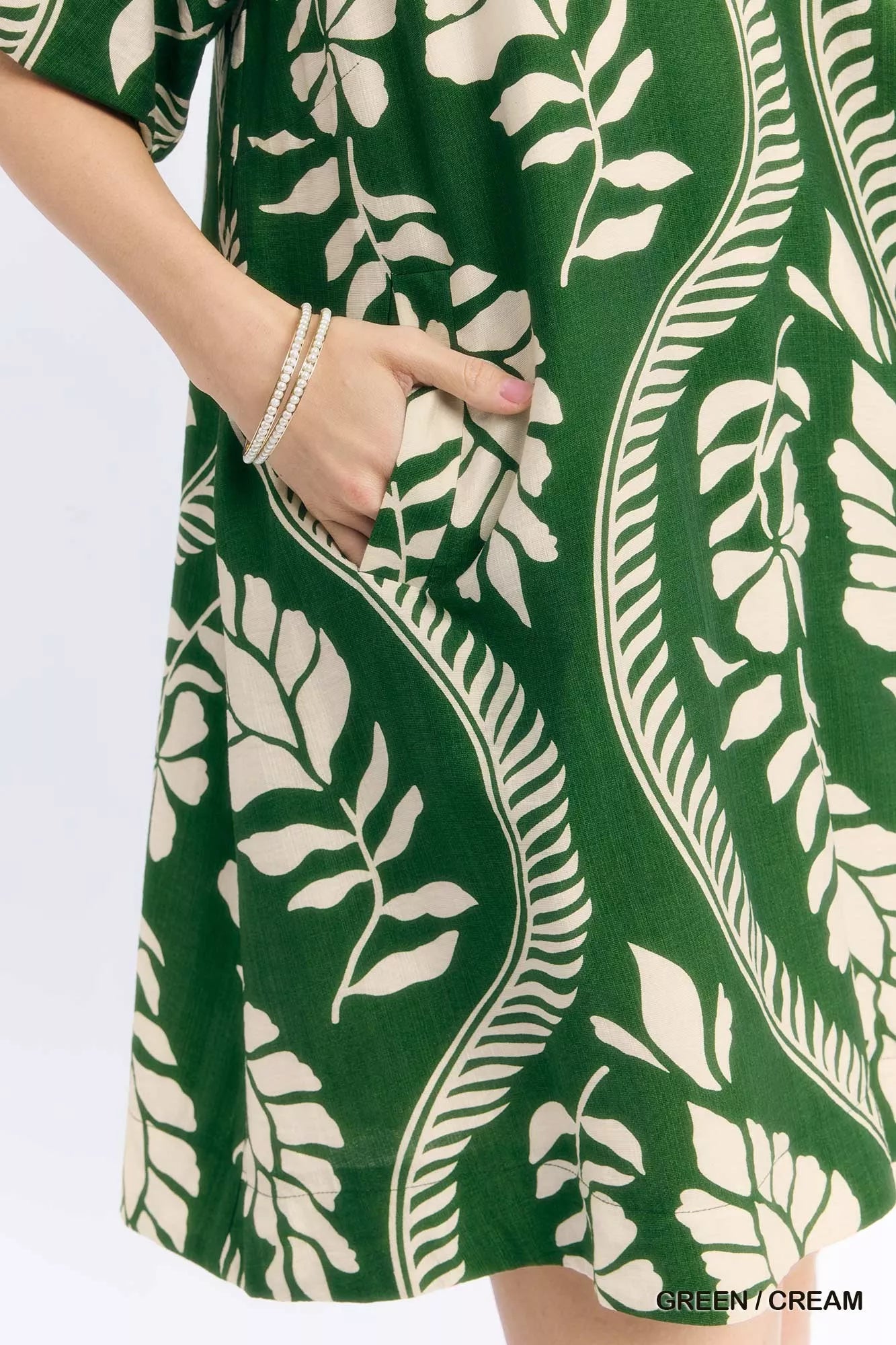 Umgee Leafy Ogee Print Mini Dress