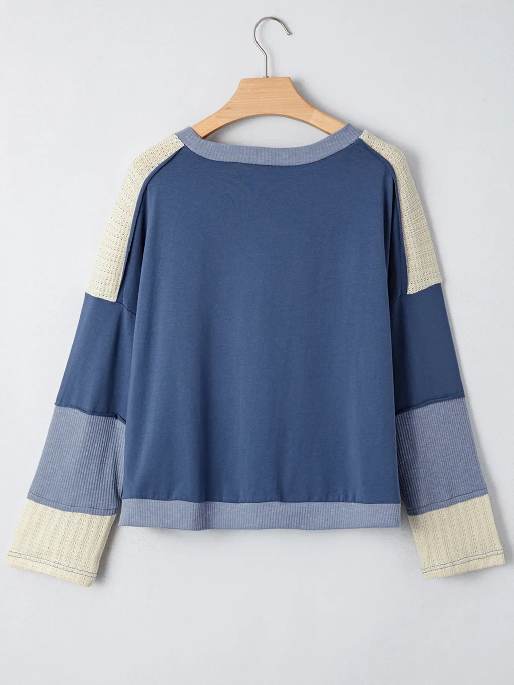 Contrast Knitted Colorblock Star Patchwork Oversize Long Sleeve Top