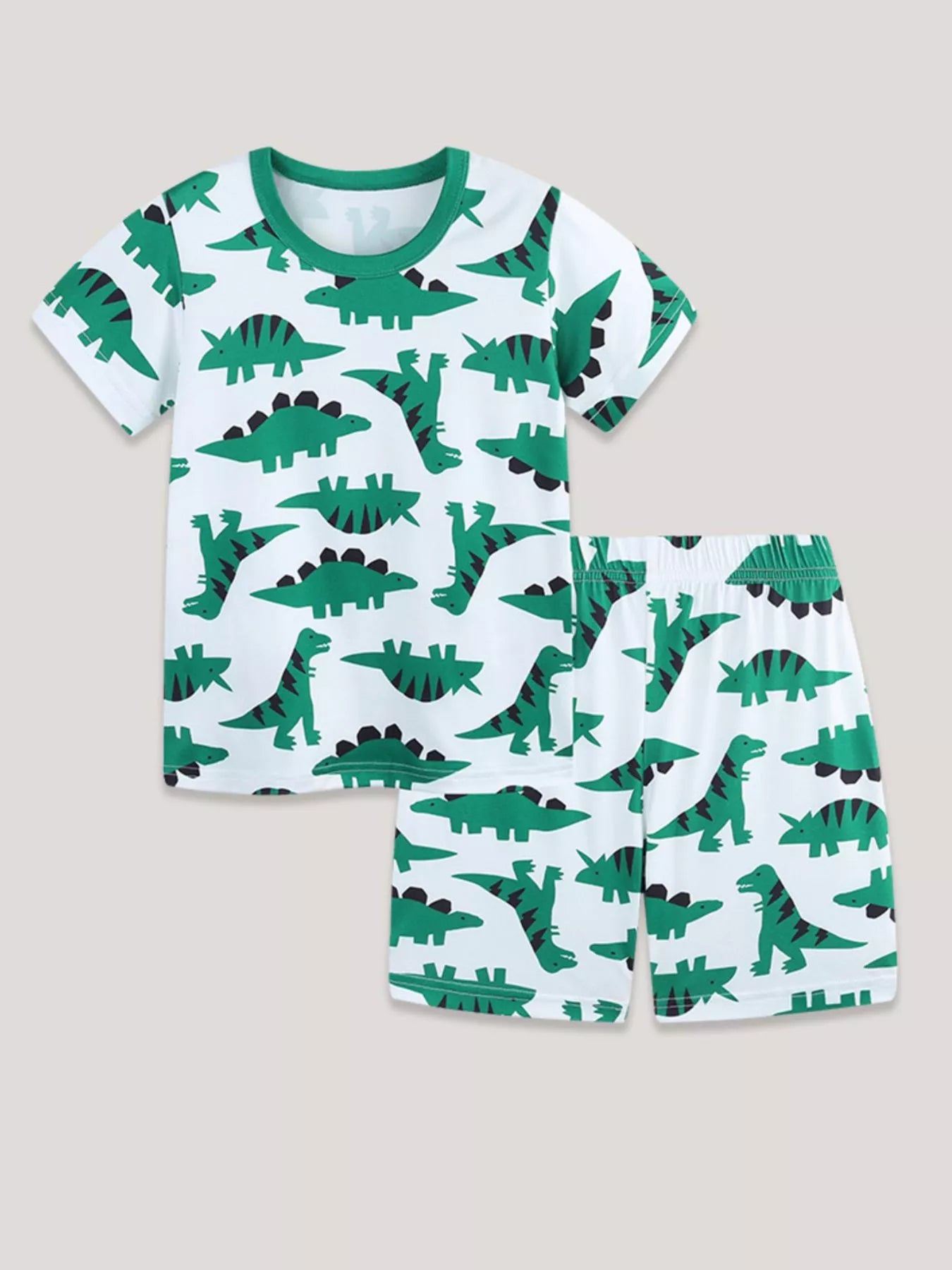 Children's Dinosaur Print Casual Tee and Shorts Set