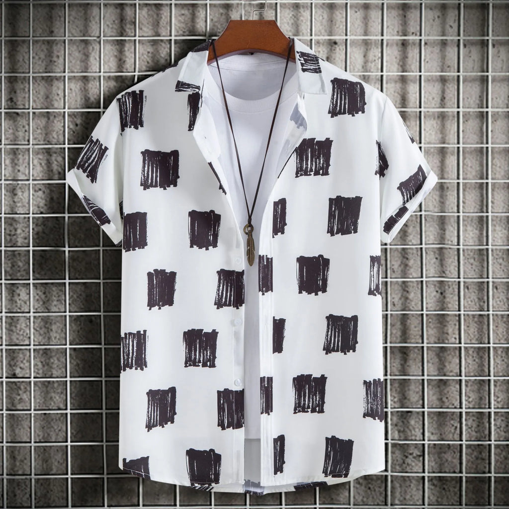 Men's Plus Size Casual Printed Short Sleeve Shirt