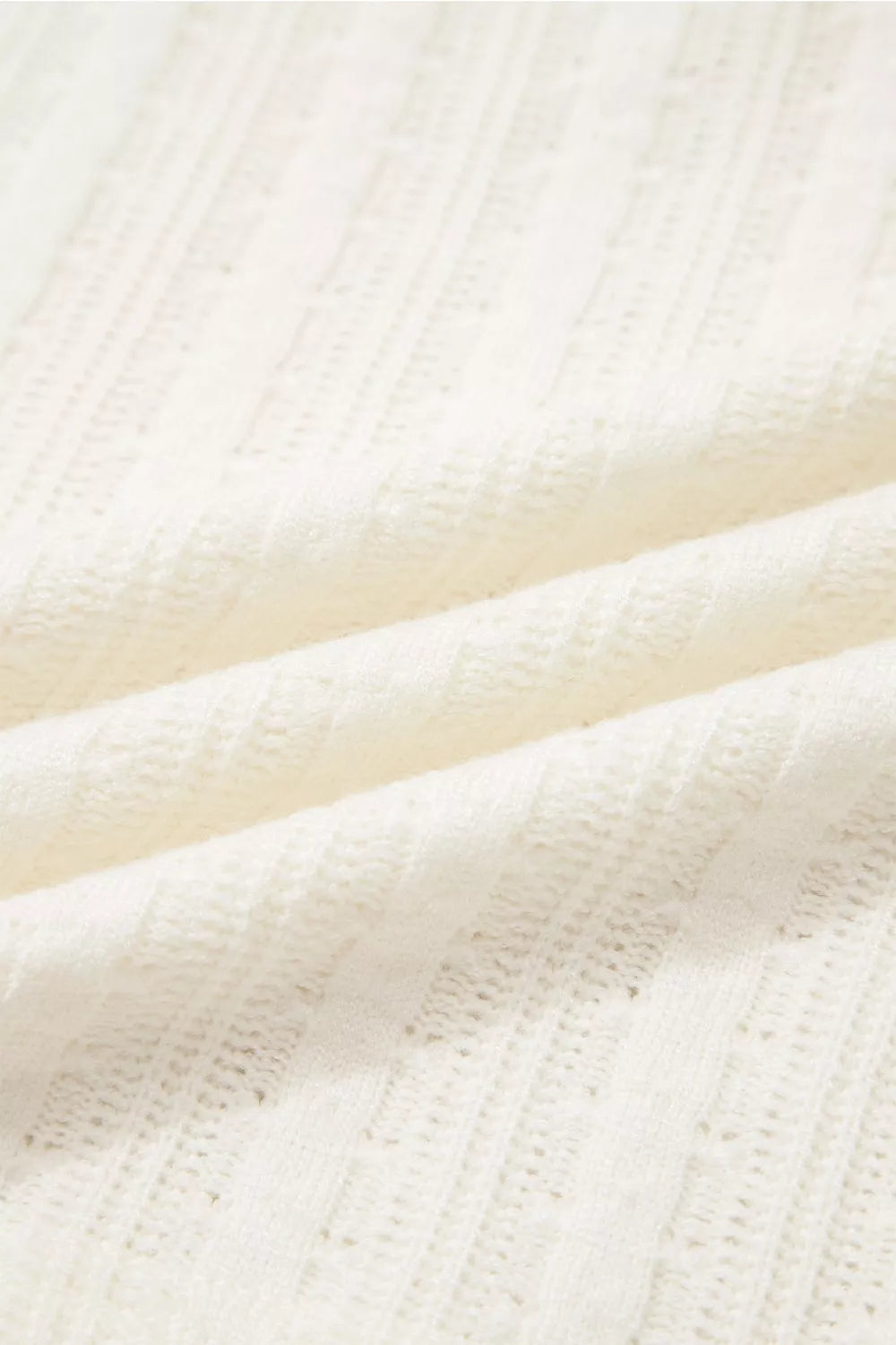Ribbed Knit Button Detail V-Neck T-Shirt