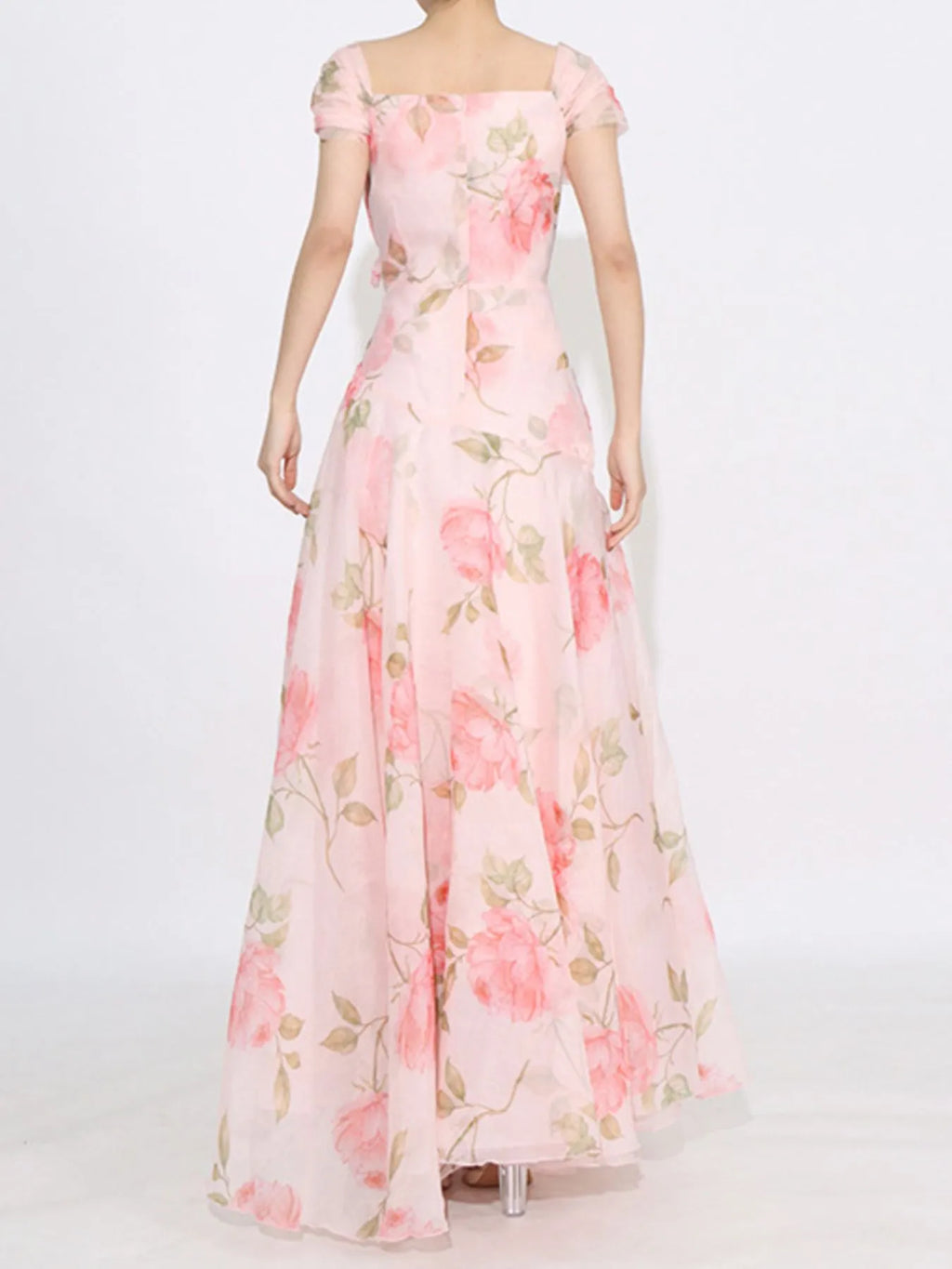 Floral Ruffled Short Sleeve Maxi Dress
