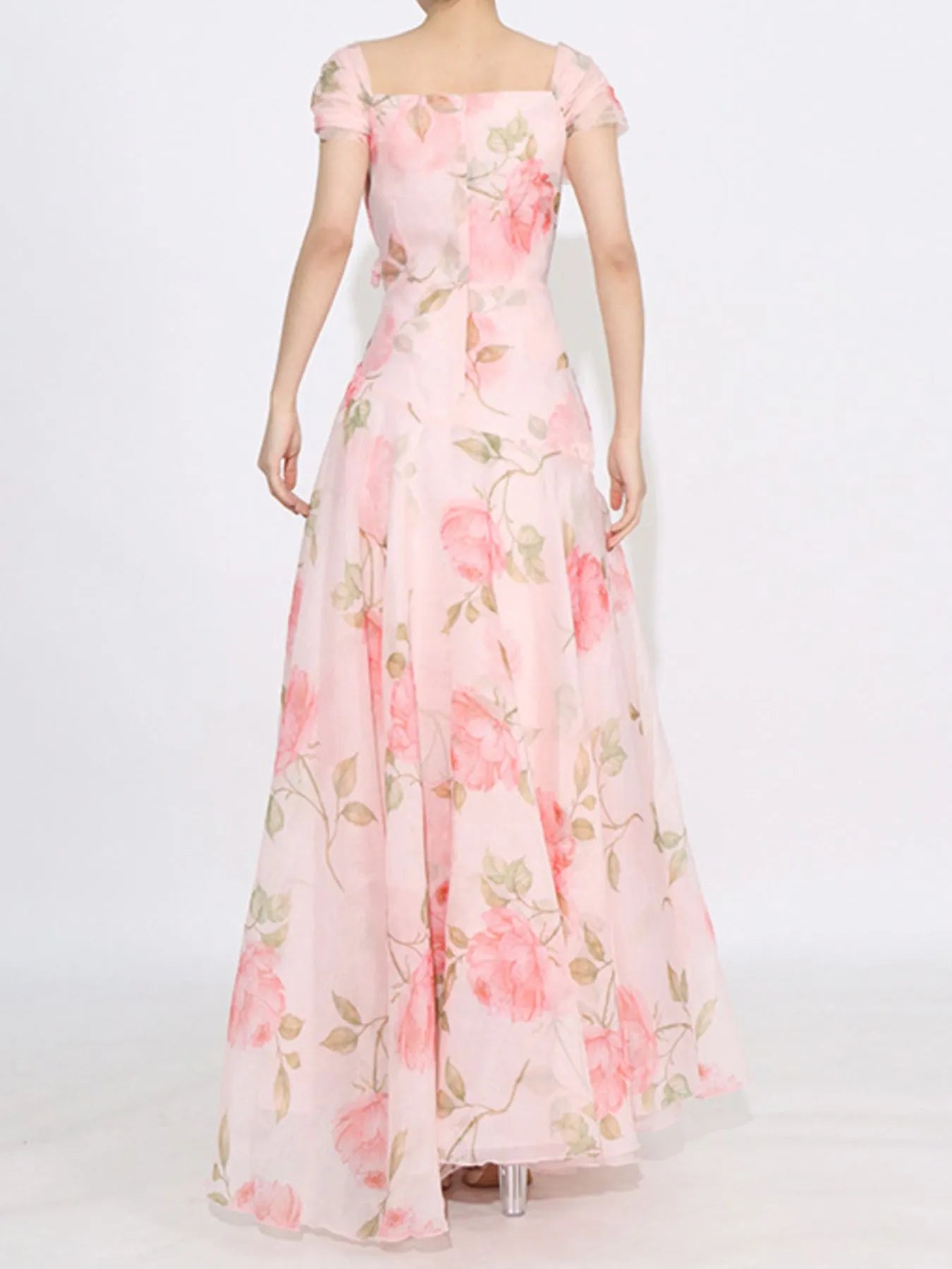 Floral Ruffled Short Sleeve Maxi Dress