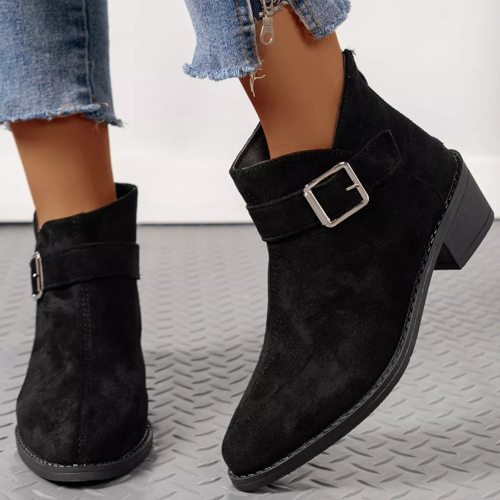 Point Toe Block Heels Boots