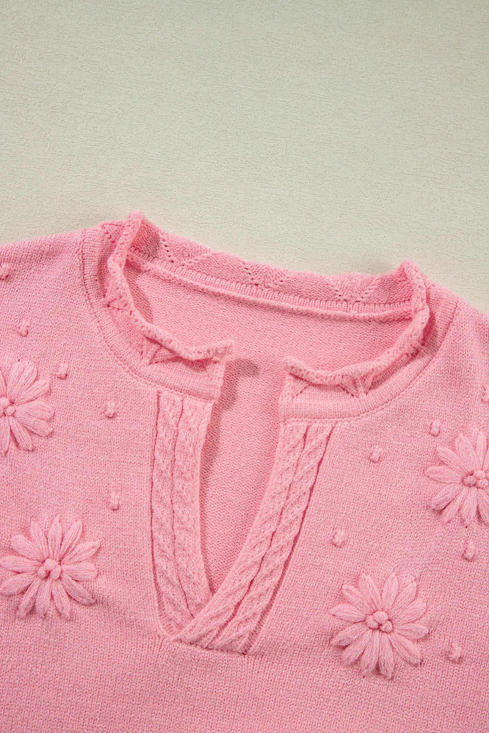 Daisy Notched Long Sleeve Sweater