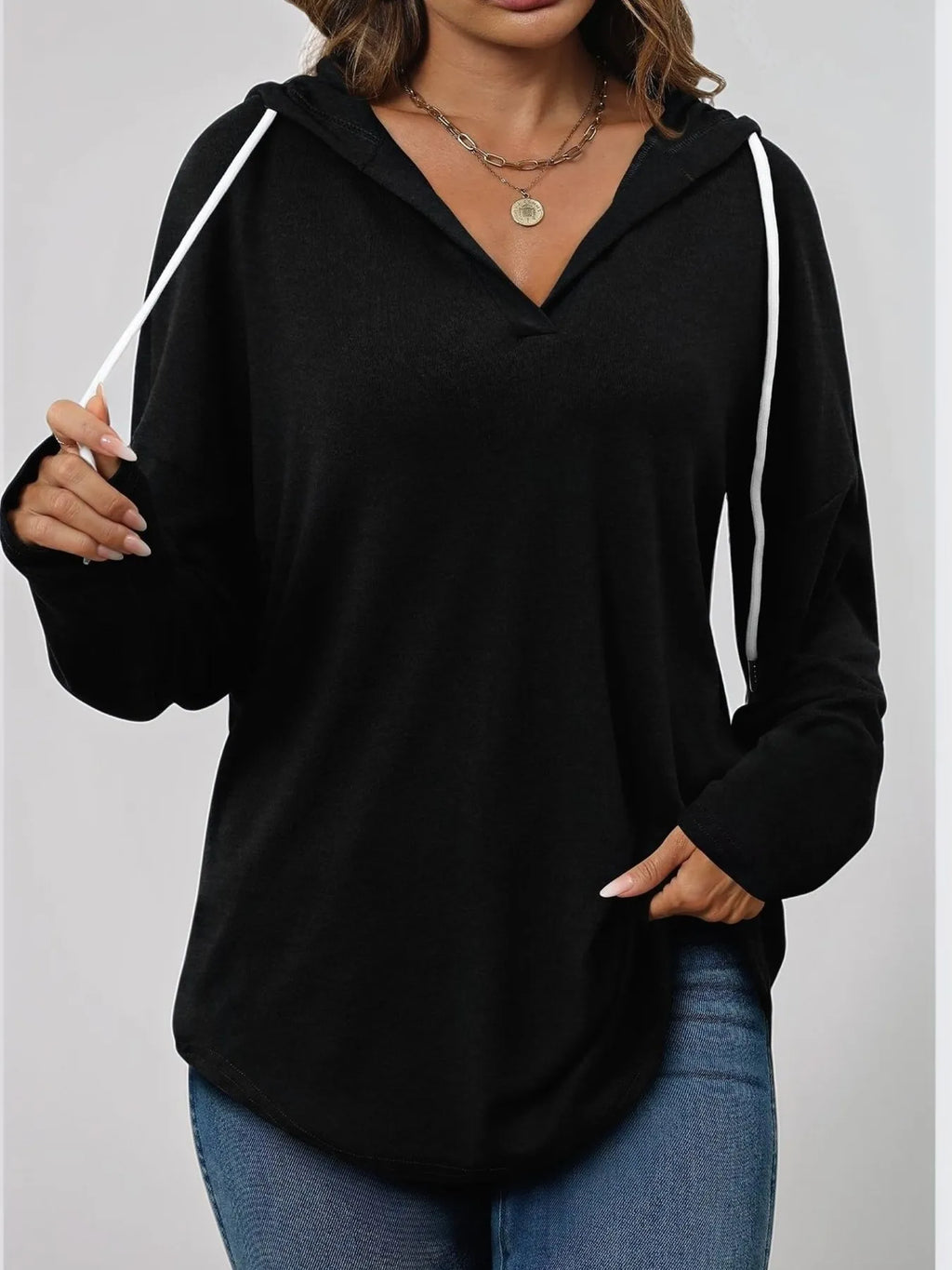 Full Size Drawstring Long Sleeve Hoodie Plus Size