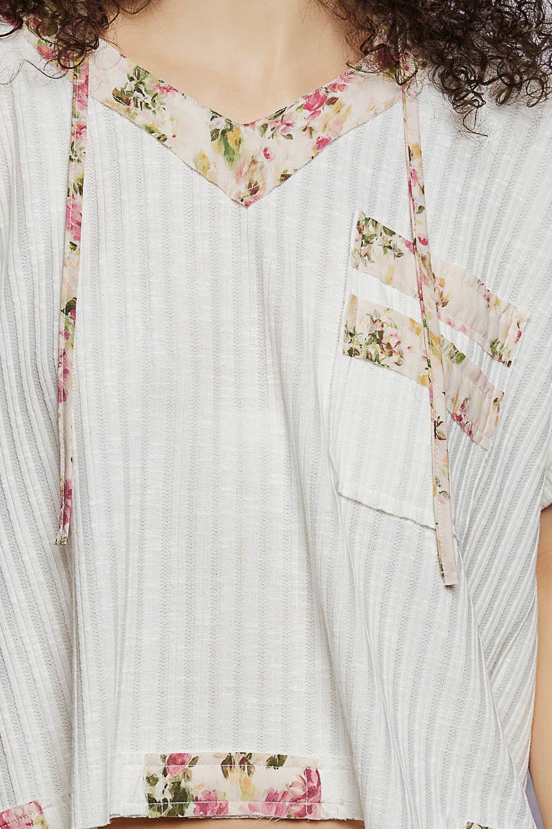 POL Short Sleeve Hooded Top with Back-Open Detail