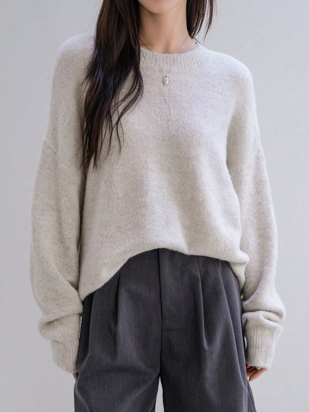 Full Size Cozy Knit Round Neck Oversized Sweater Plus Size