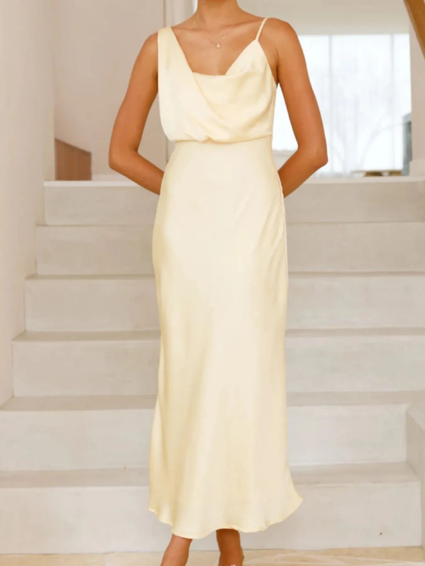 Satin Asymmetrical Midi Dress