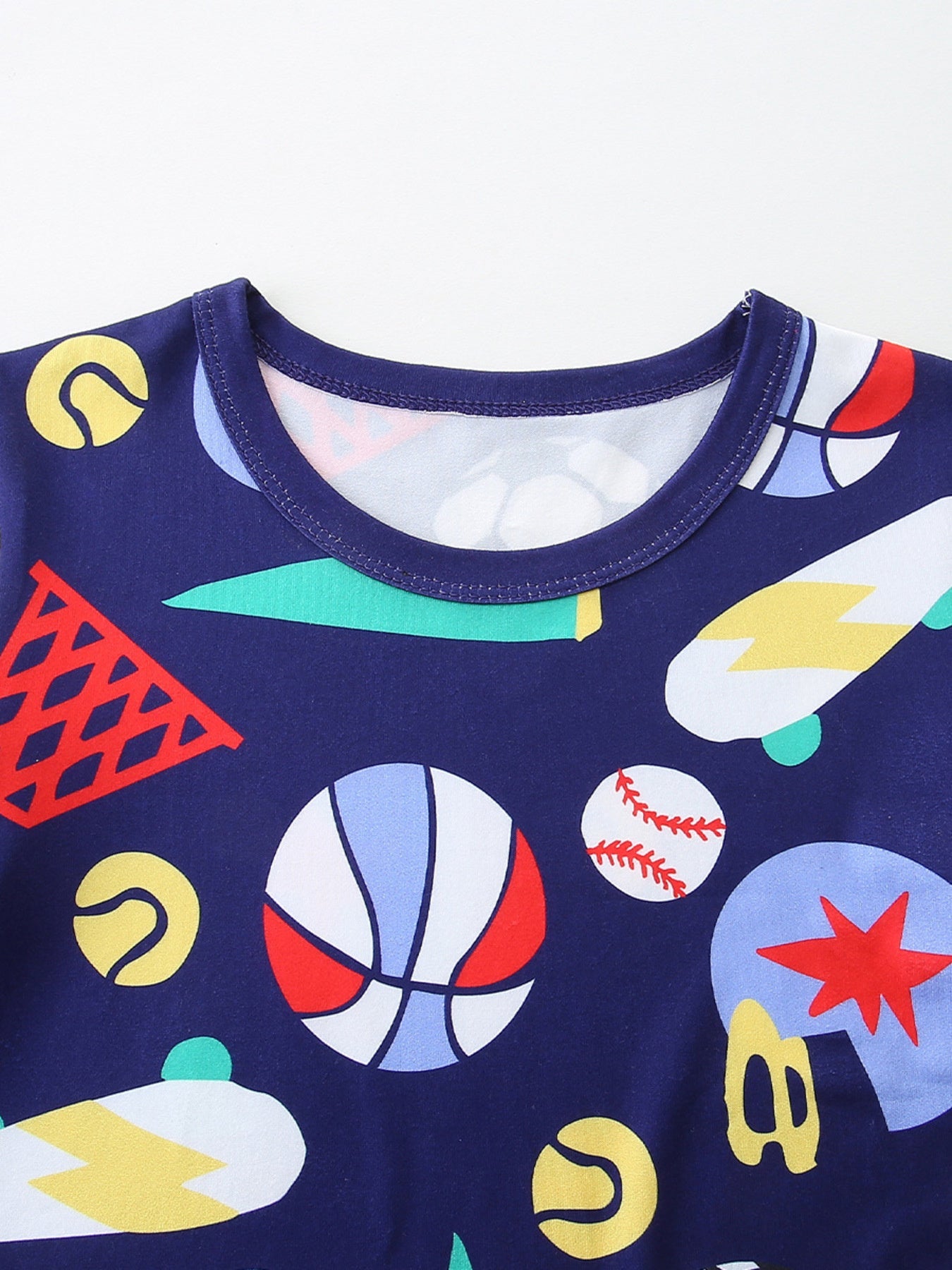 Children's Sporty Print Round Neck Tee and Shorts Set