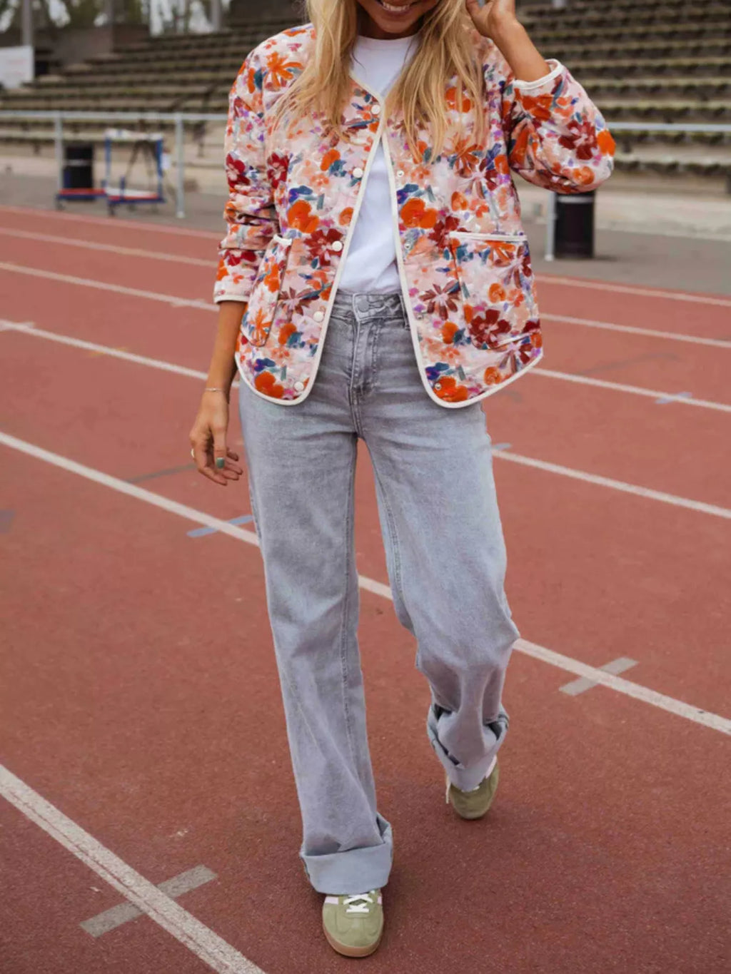 Floral Print Quilted Lightweight Outerwear