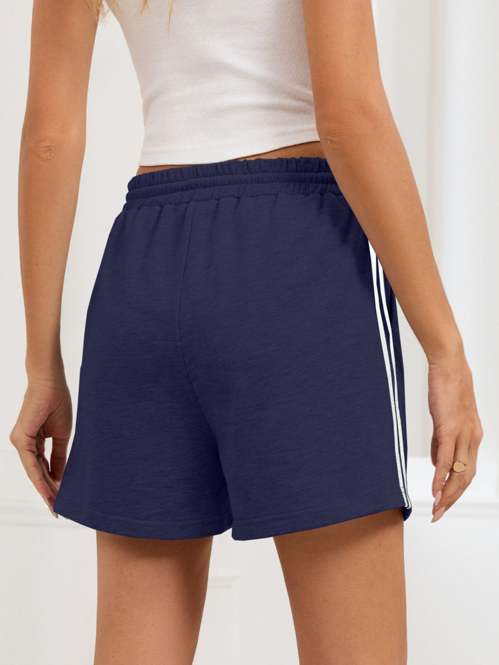 Striped Trim Drawstring Shorts