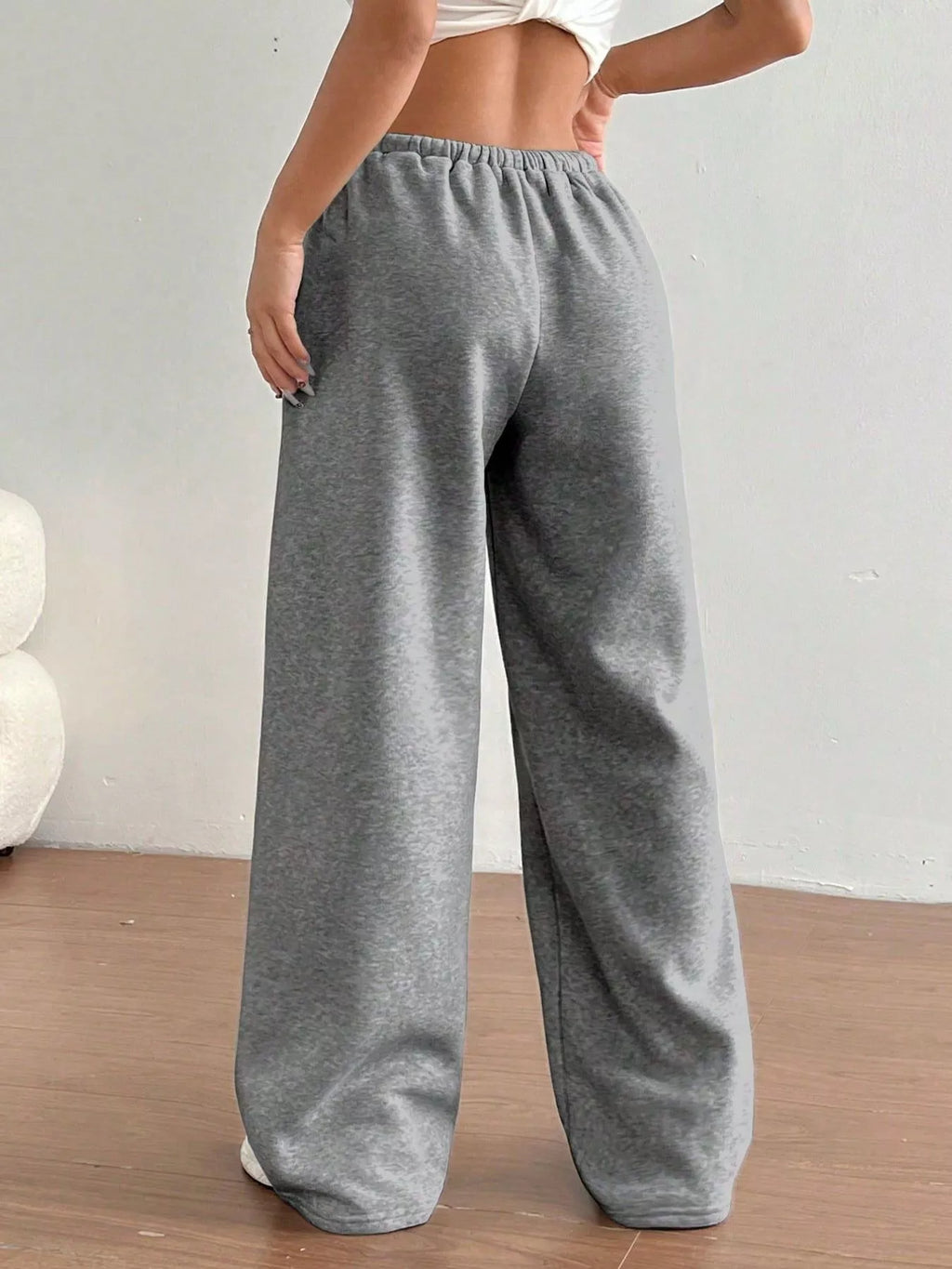 Casual Drawstring High Waist Wide Leg Sweatpants