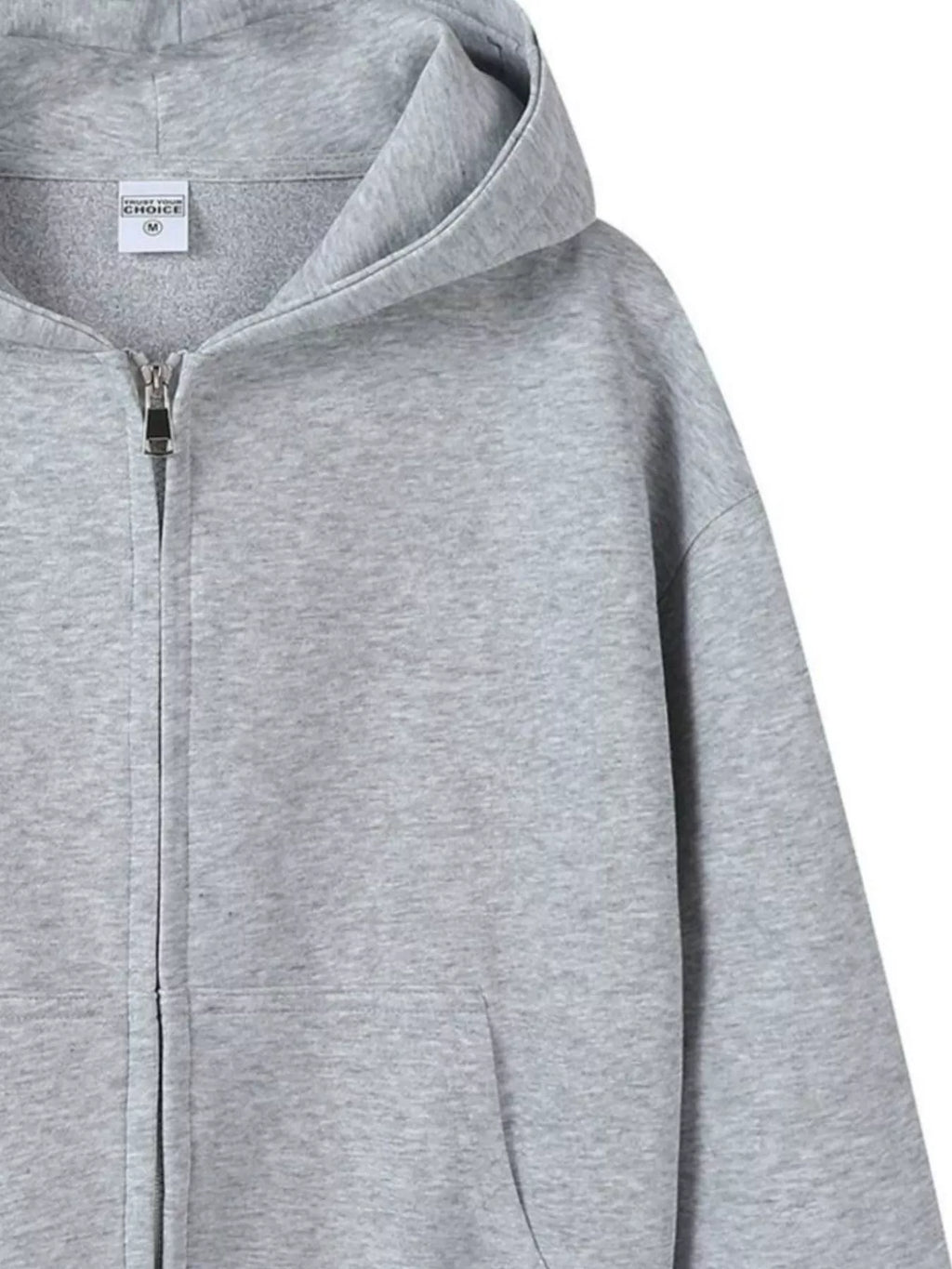 Full Size Casual Zip-Up Long Sleeve Hoodie Plus Size
