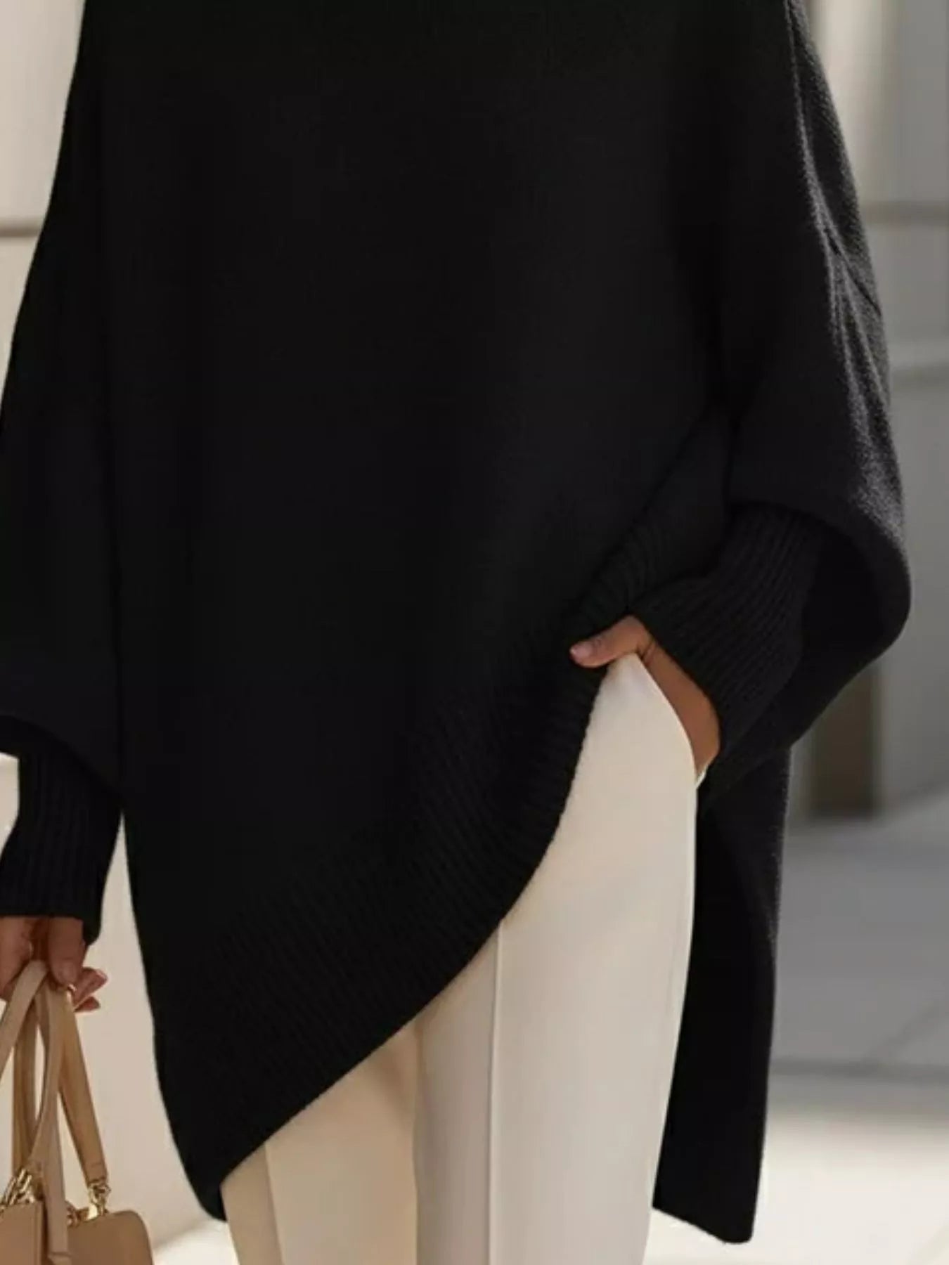 Oversized Batwing Sleeve Knit Sweater