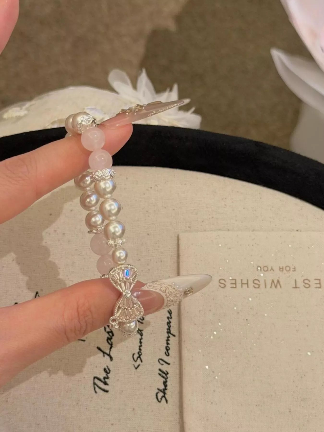 Bow Charm Pearl Bracelet