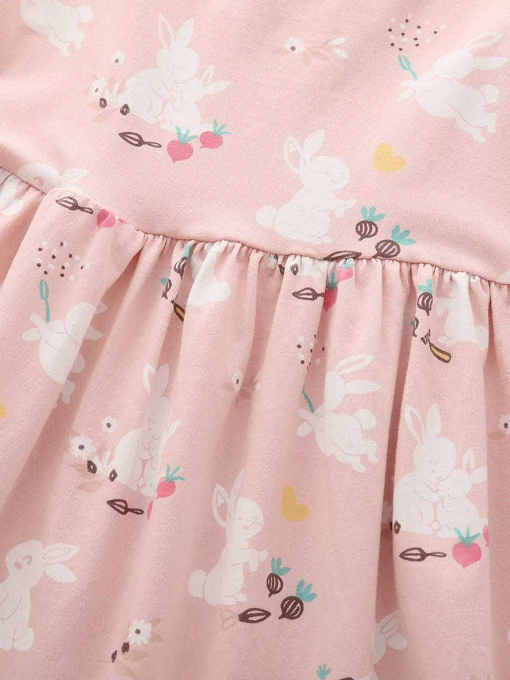 Children's Cute Bunny Print Flutter Sleeve Dress