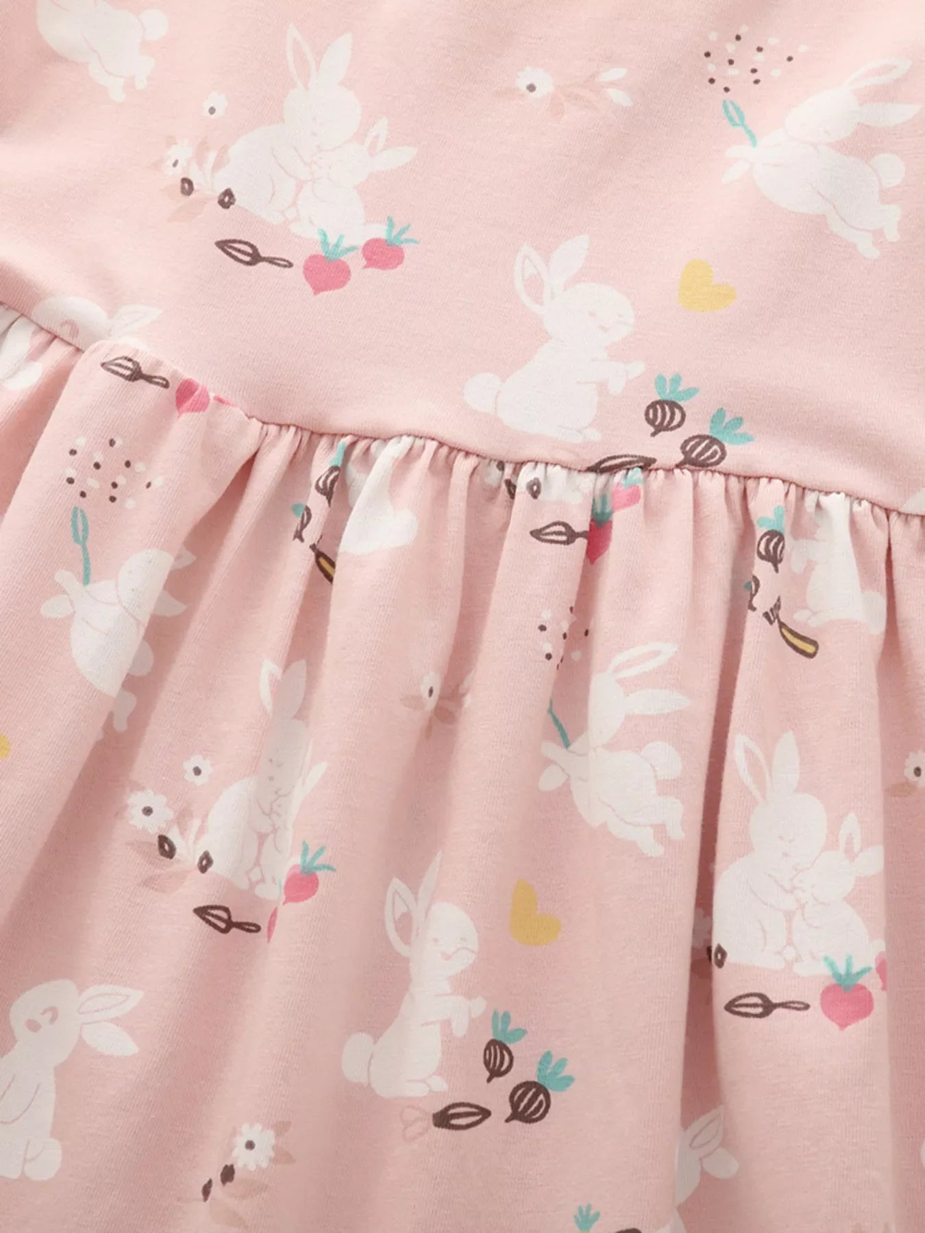 Children's Cute Bunny Print Flutter Sleeve Dress
