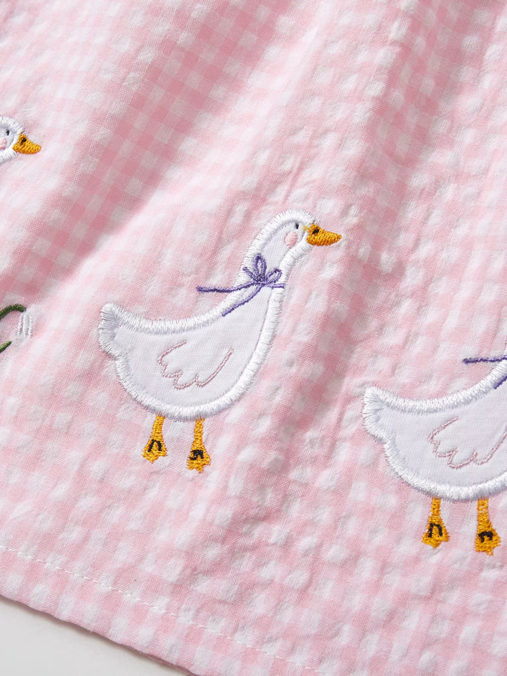 Children's Gingham Goose Embroidered Sleeveless Dress