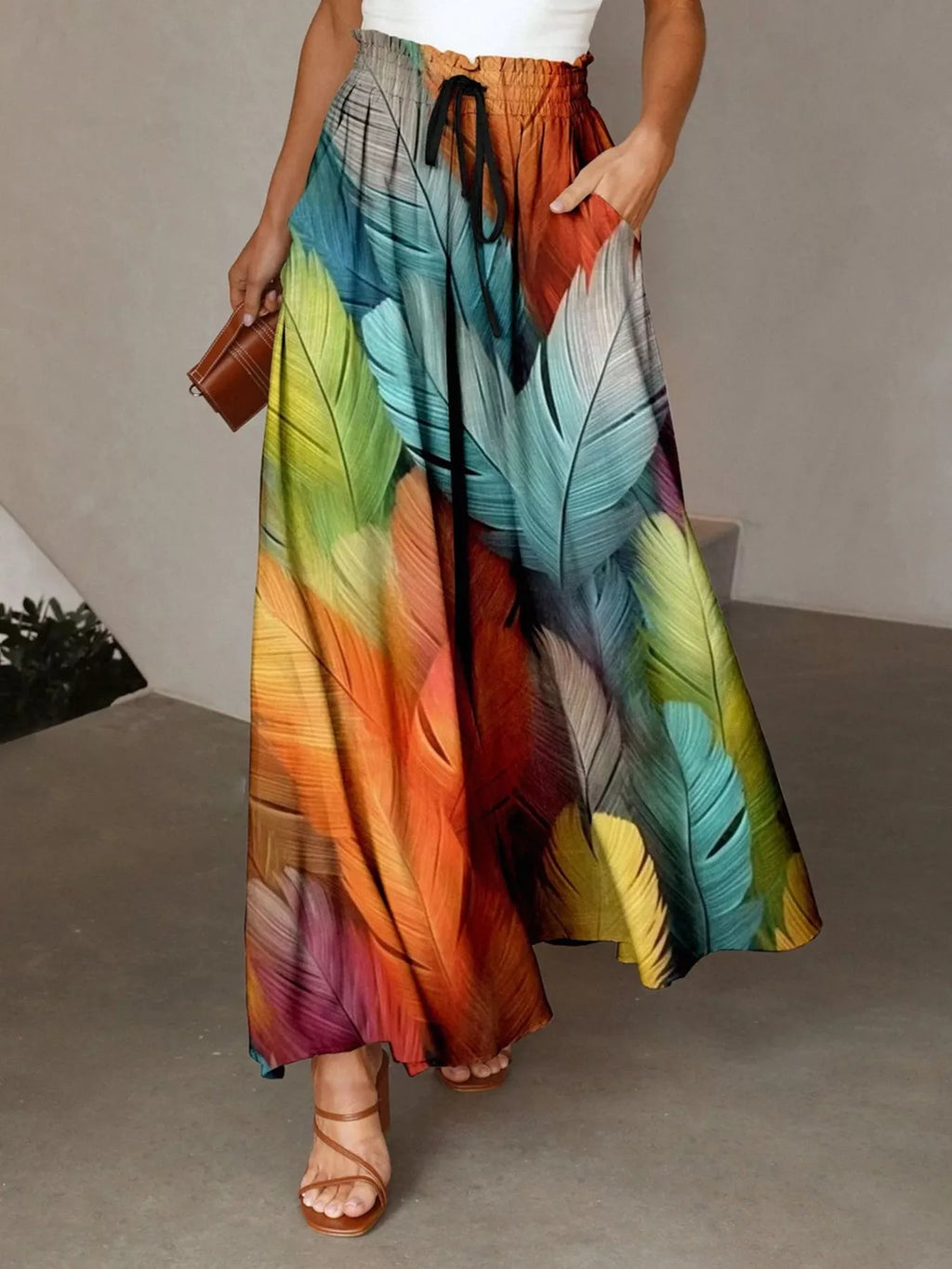 Printed Wide-Leg Pants