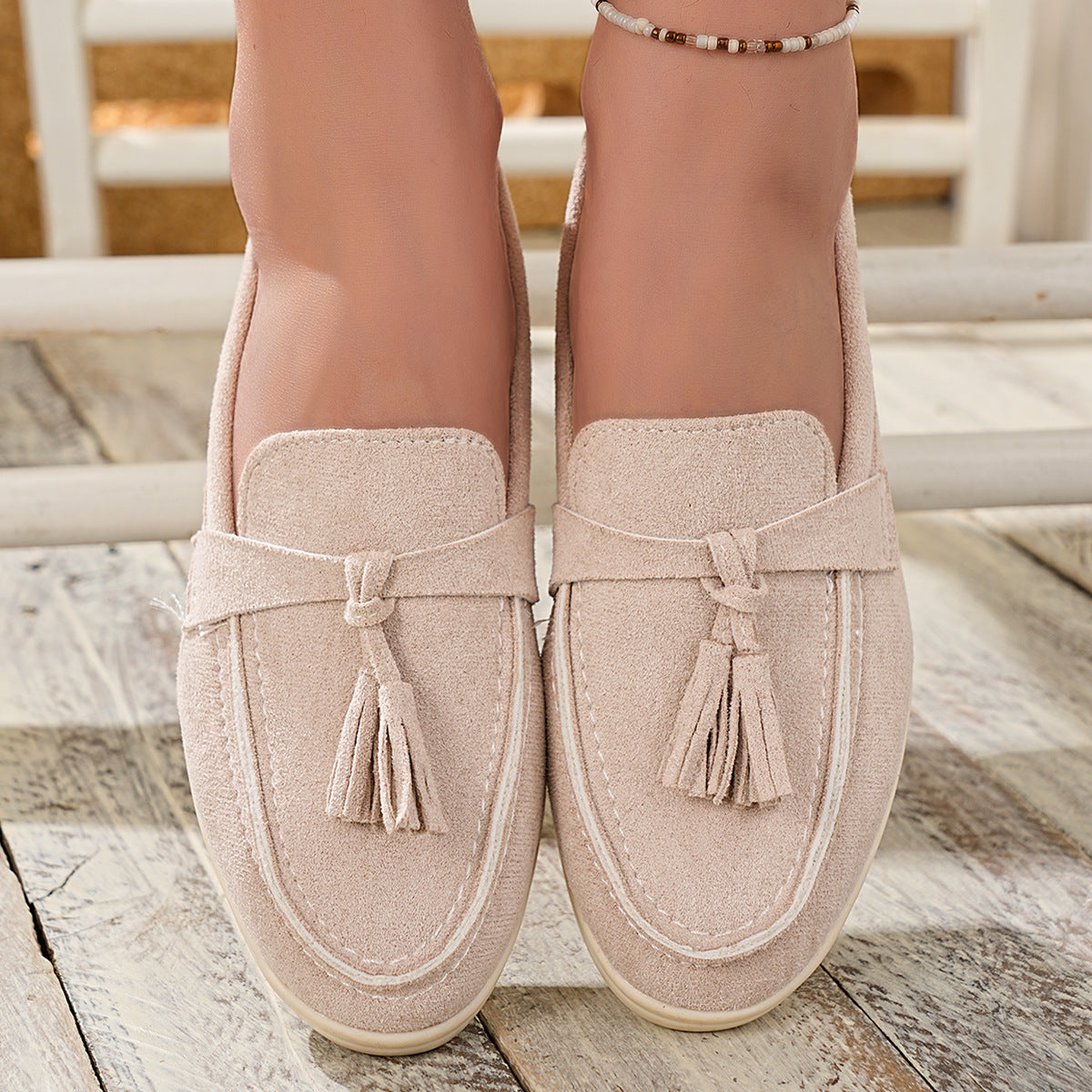 Tassel Round Toe Slip-Ons