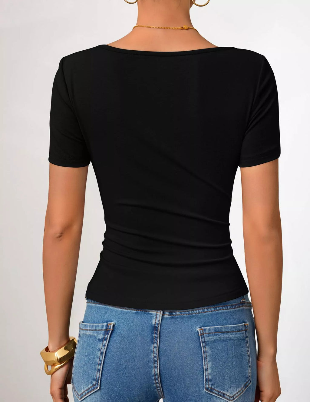 Asymmetrical Neckline Fitted T-Shirt