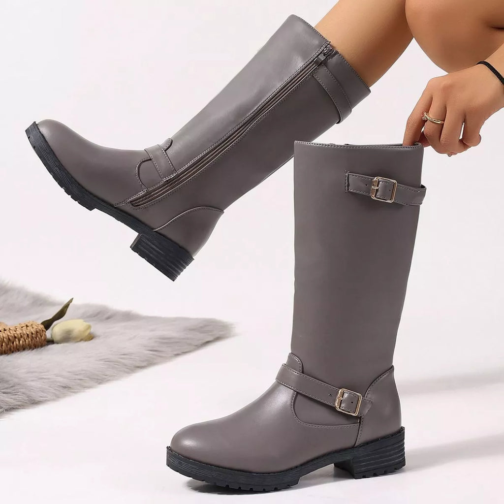 Round Toe Block Heels Boots