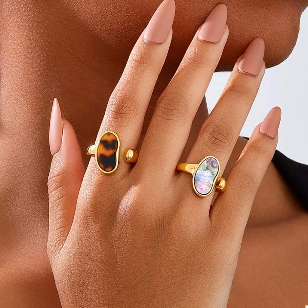 18K Gold-Plated Oval Open Ring
