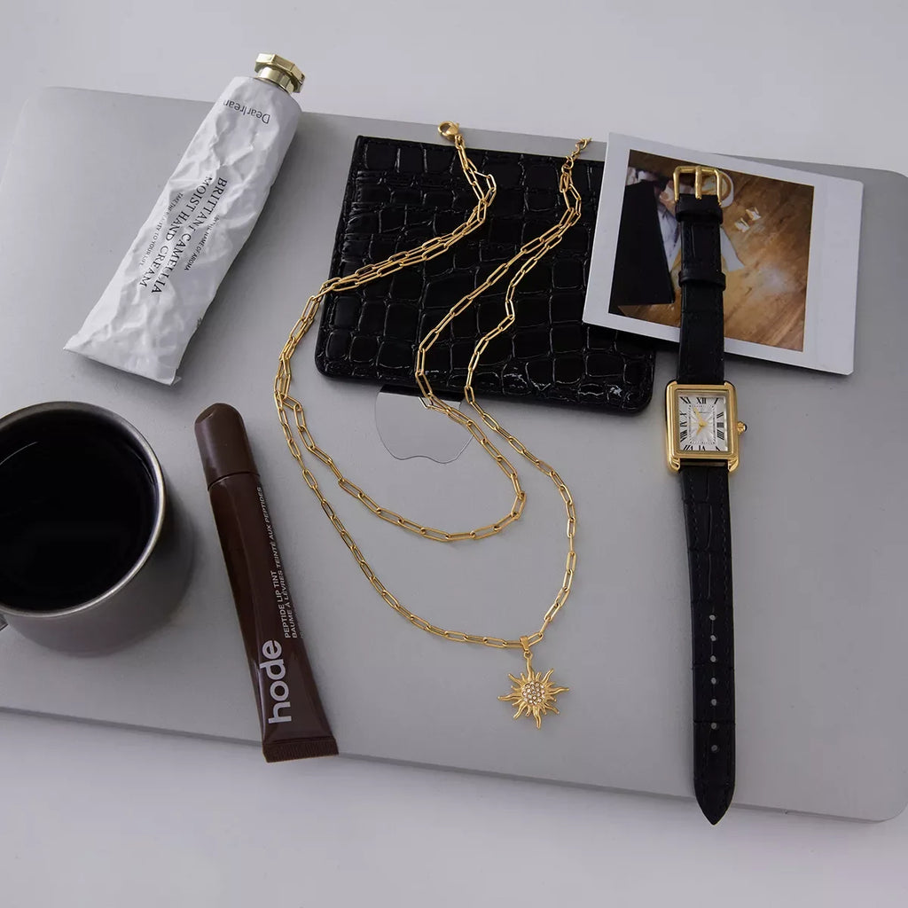 18K Gold-Plated Double Layered Pendant Necklace
