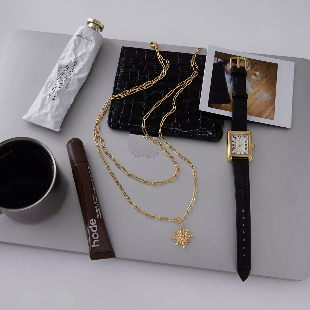 18K Gold-Plated Double Layered Pendant Necklace