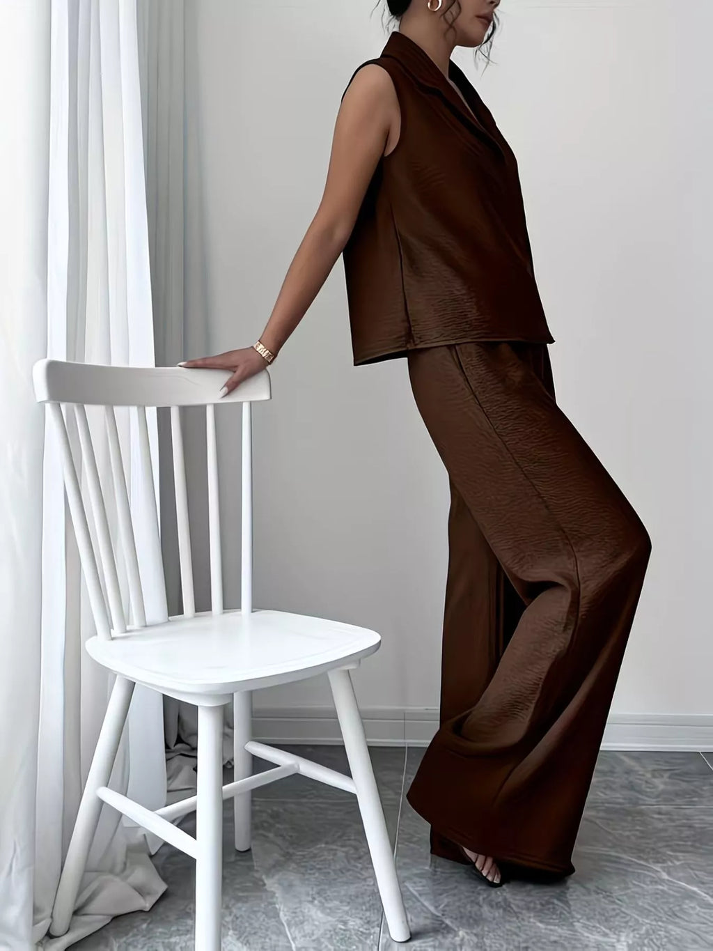 Sleeveless Top and Wide Leg Pants Set