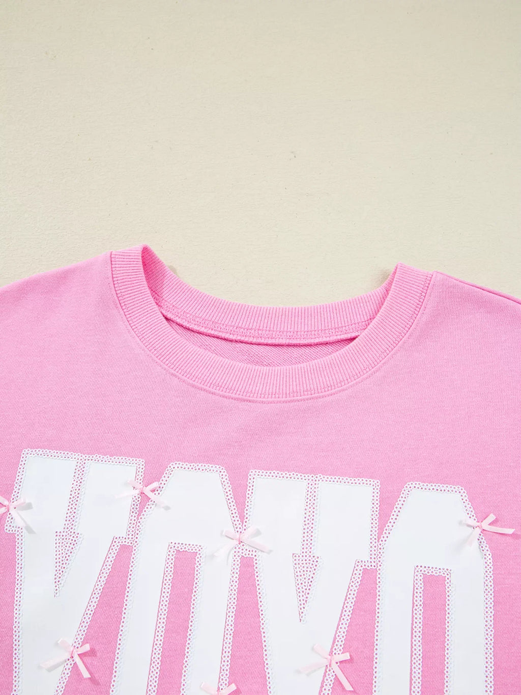 Sequin XOXO Letter Graphic Exposed Seam Baggy Sweatshirt