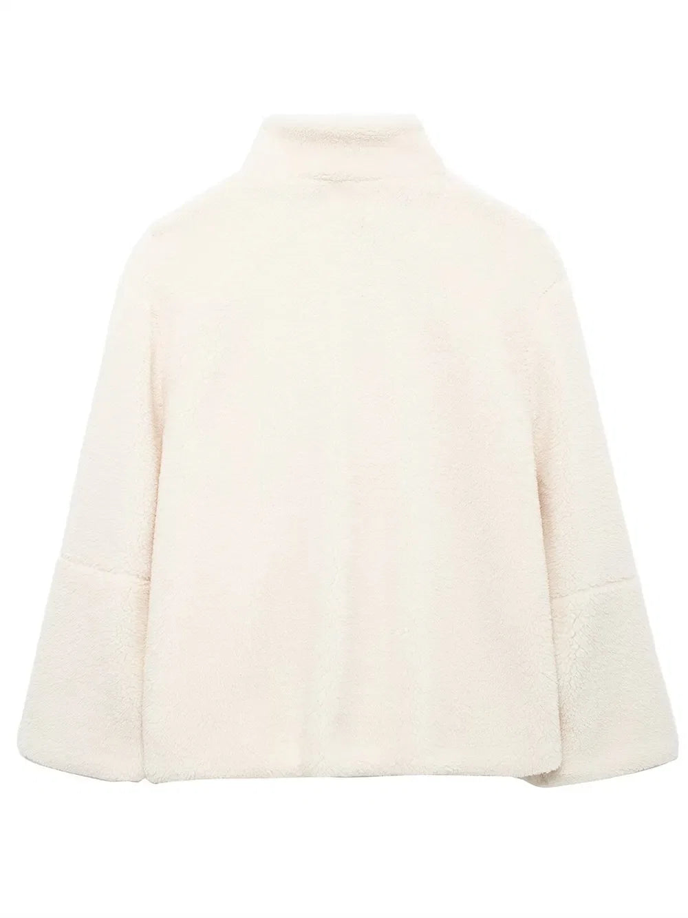 Turtleneck Zip Up Long Sleeve Plush Jacket