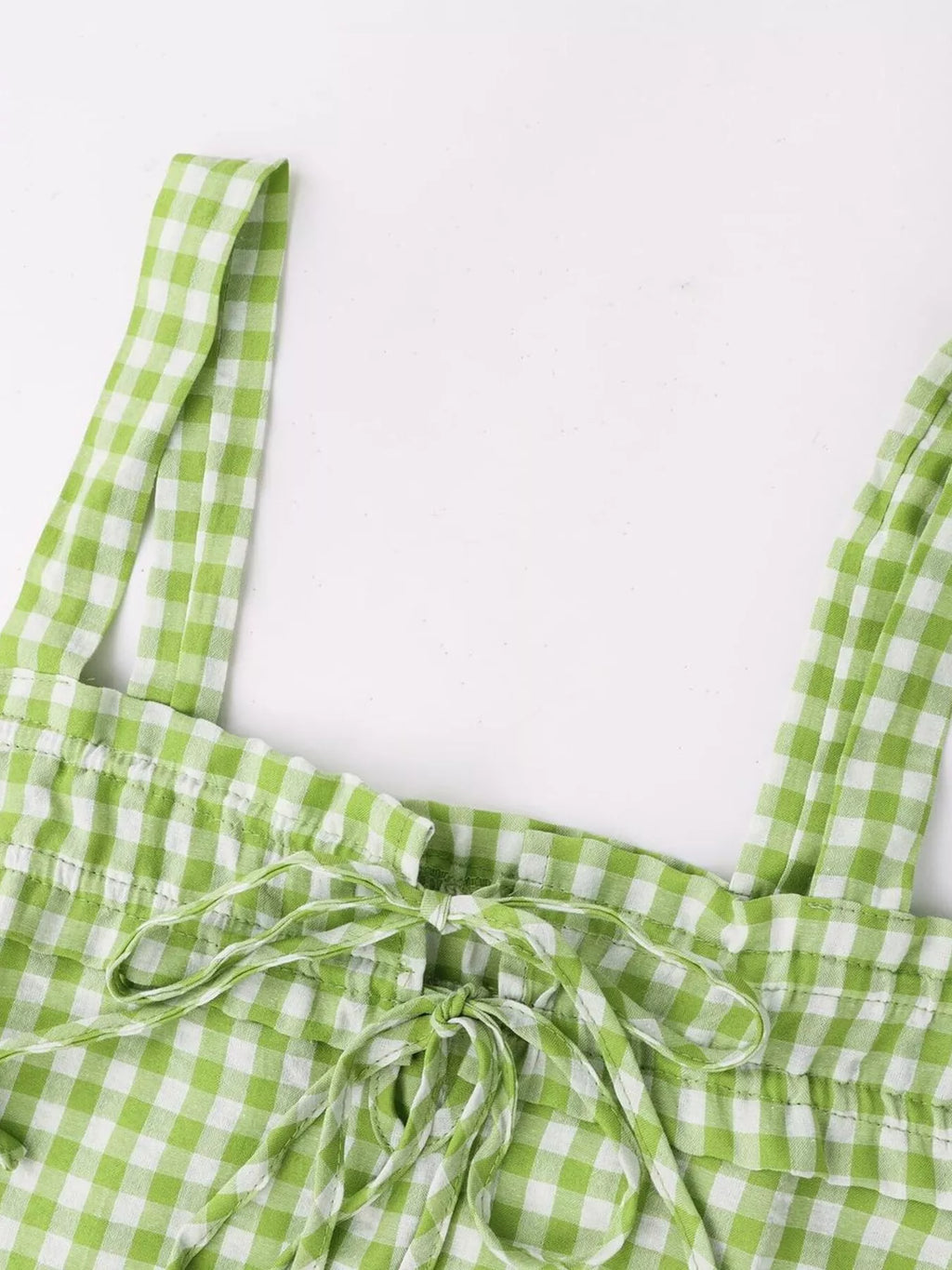 Smocked Gingham Tie-Front Cami