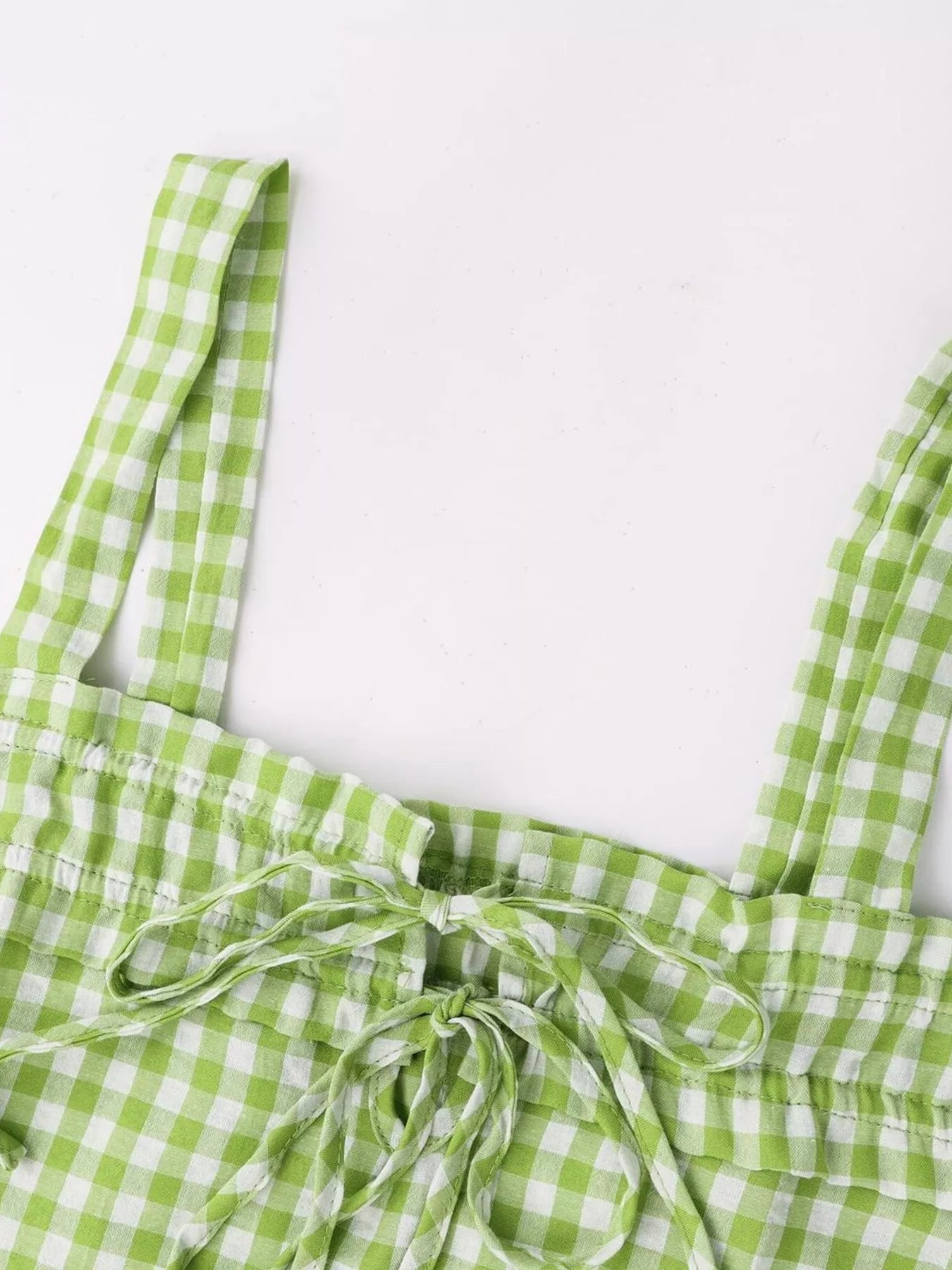Smocked Gingham Tie-Front Cami