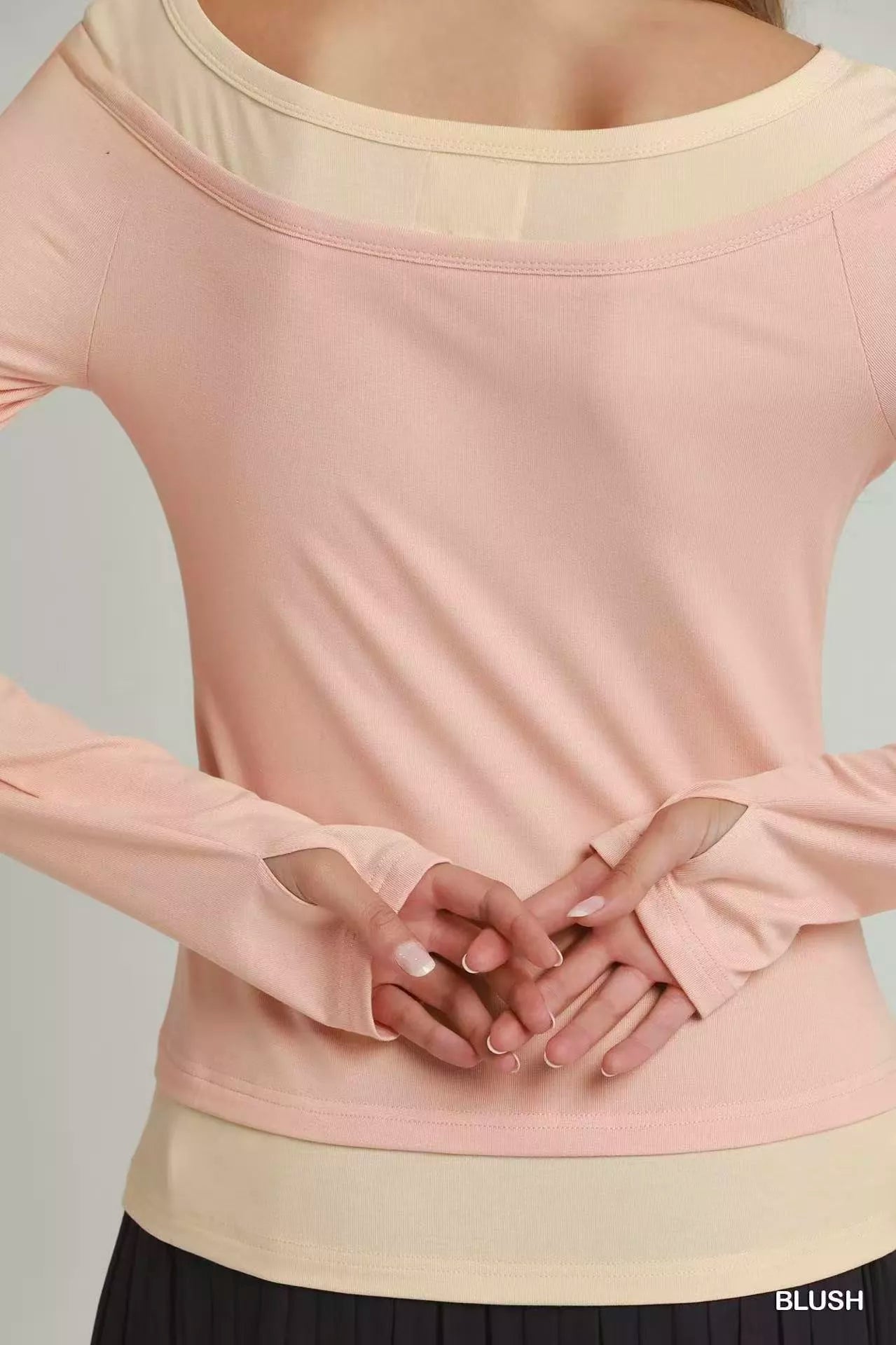 Umgee Layered Twofer Long Sleeve Top
