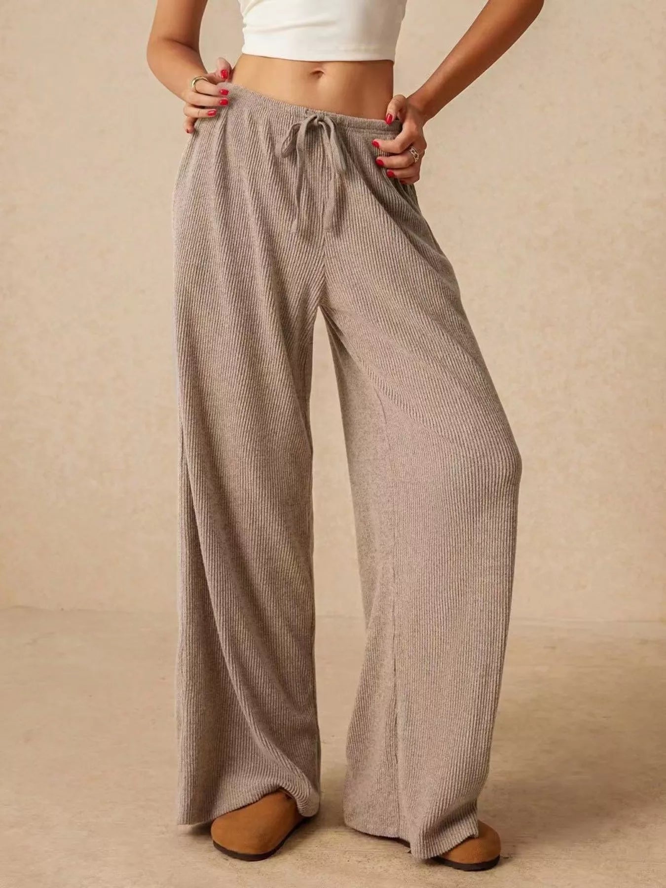 Drawstring Wide Leg Pants
