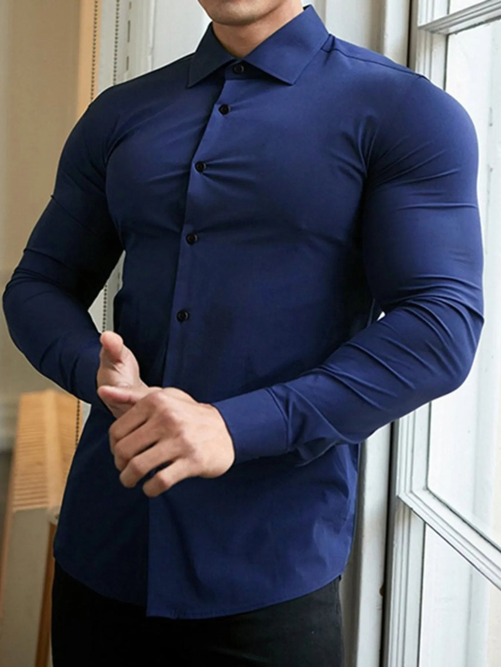 Men's Plus Size Button Up Long Sleeve Shirt