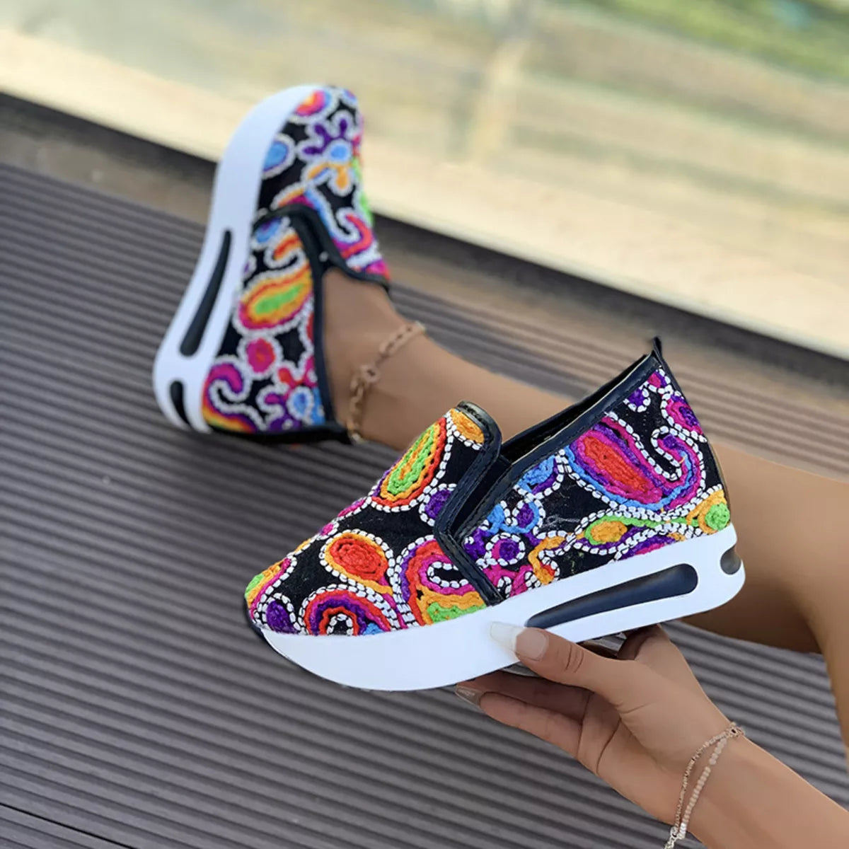 Round Toe Platform Slip-Ons