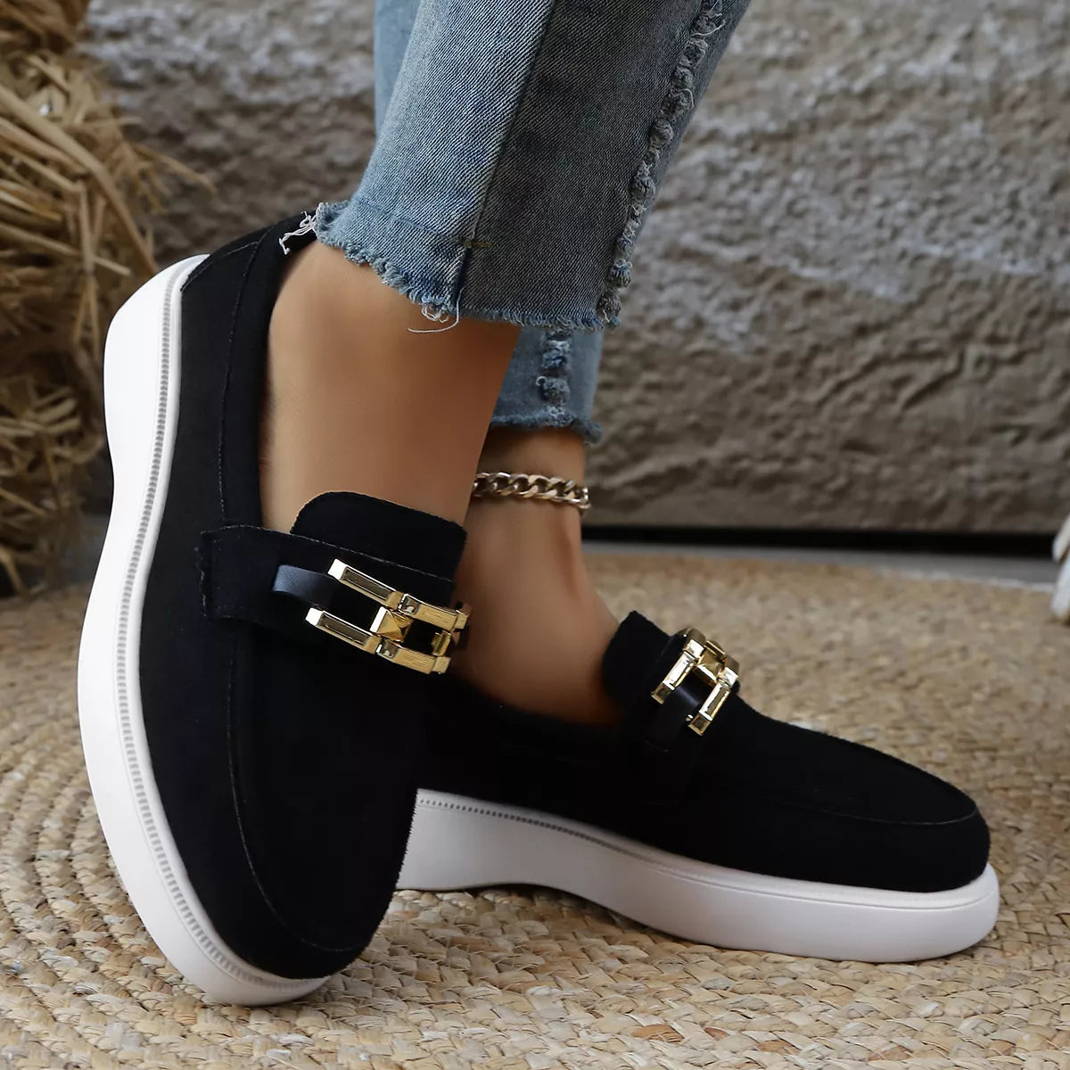 Round Toe Platform Slip-Ons