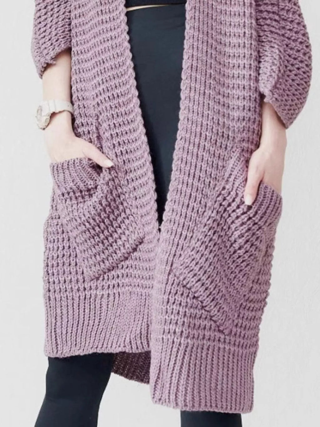 Full Size Chunky Knit Open Front Cardigan Plus Size