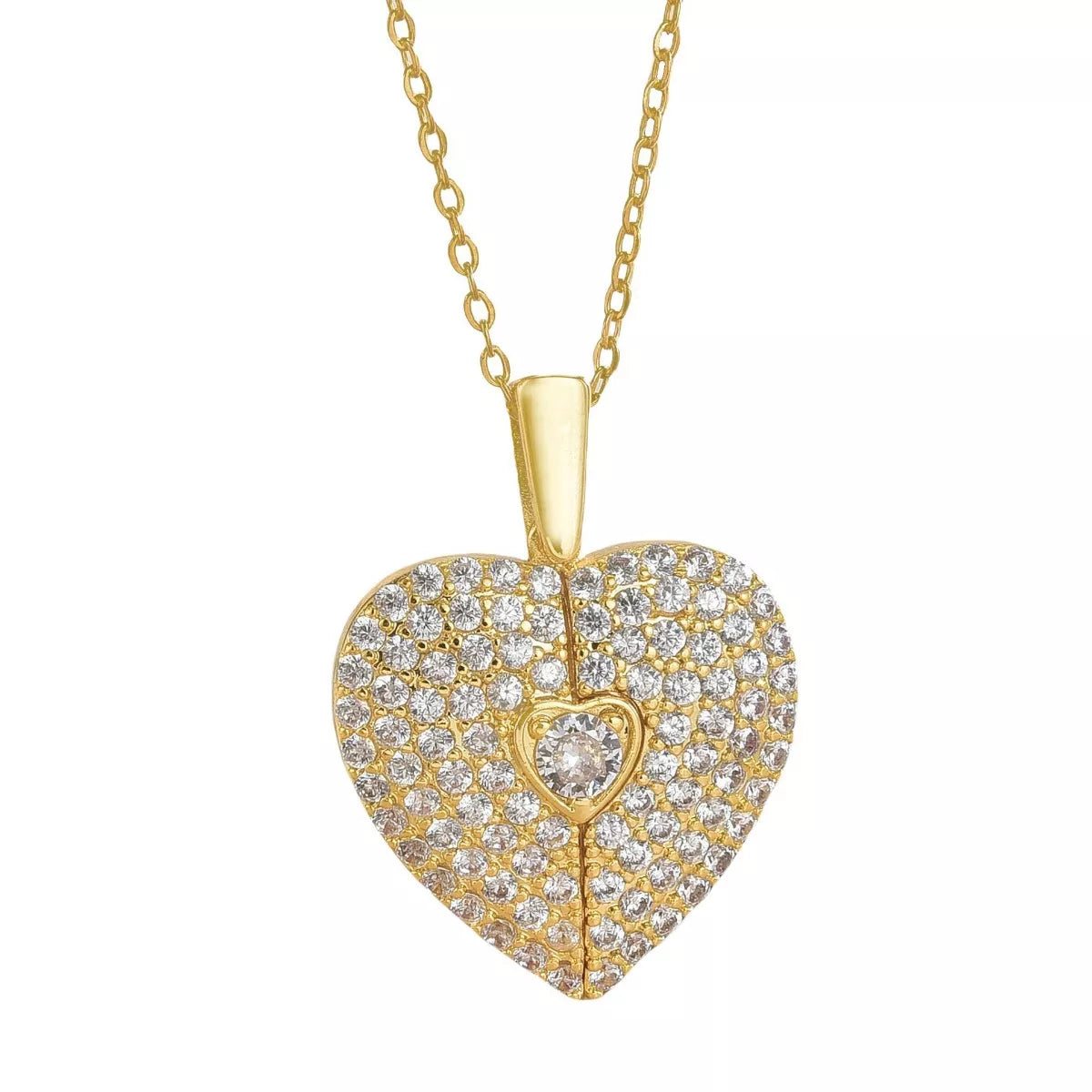 18K Gold-Plated Heart Locket Necklace