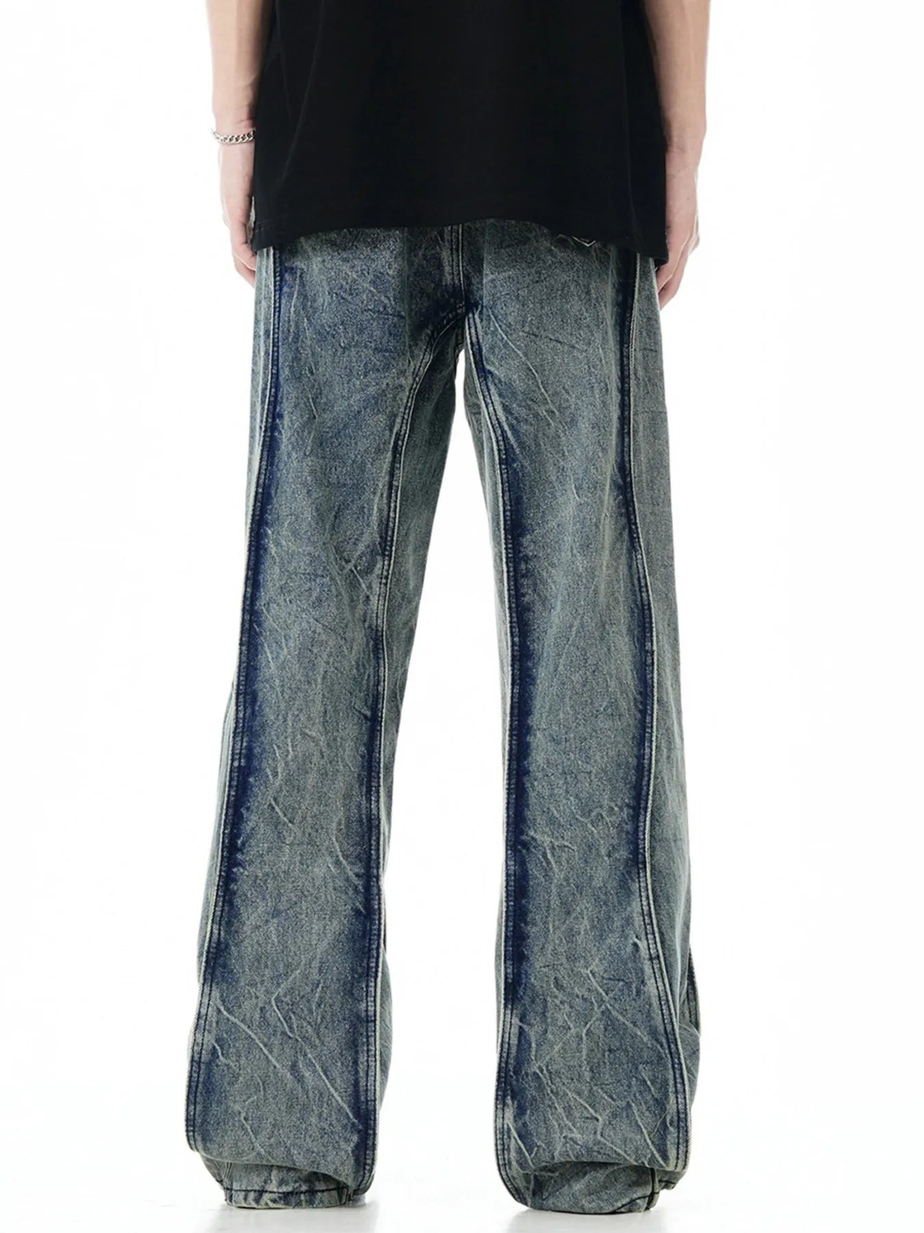 Men's Washed Wide Leg Jeans