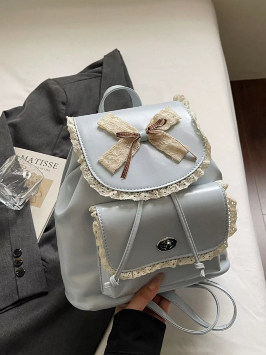 Lace Bowknot Decor Backpack Bag