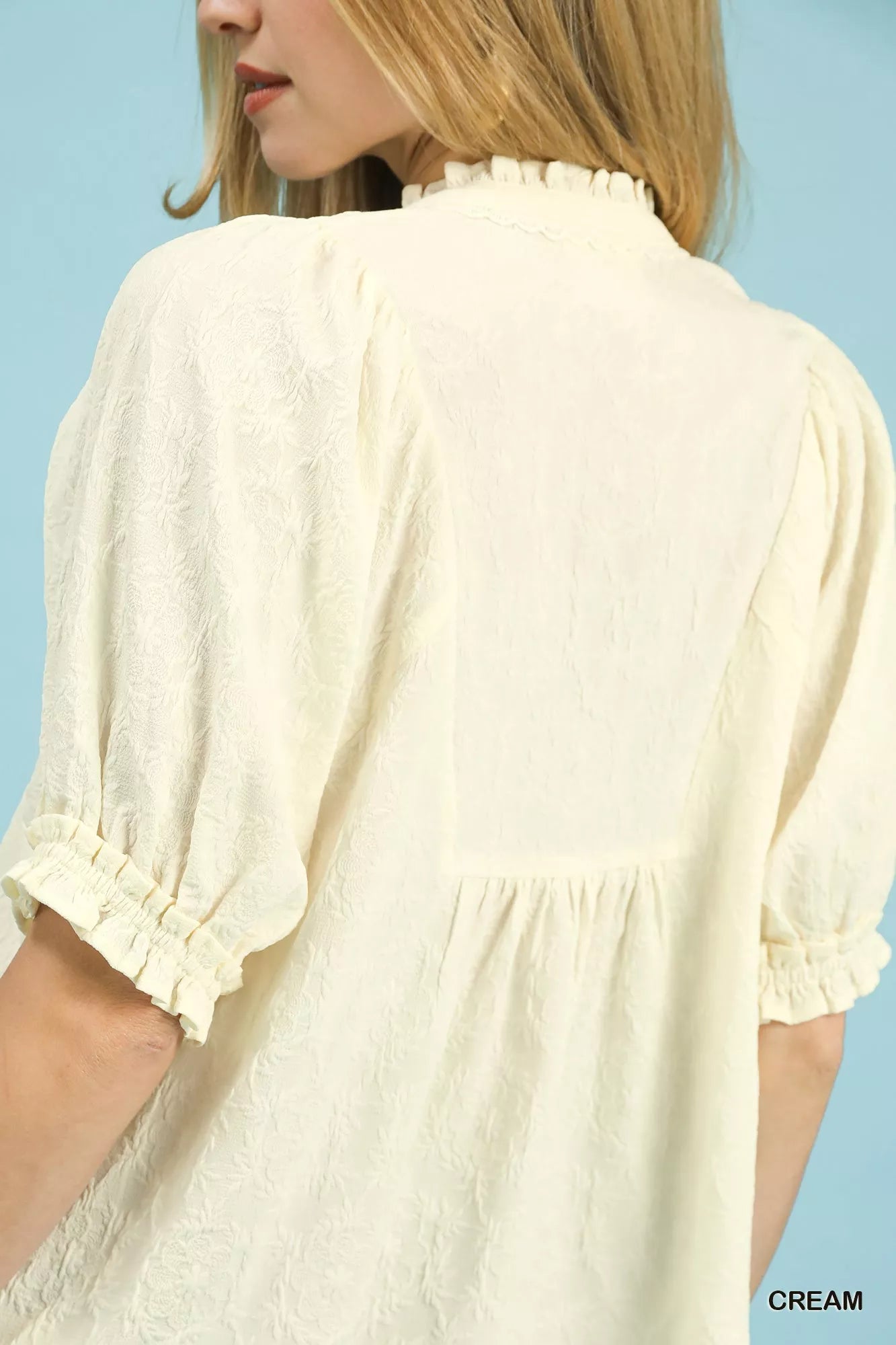 Umgee Textured Smocked Peasant Top