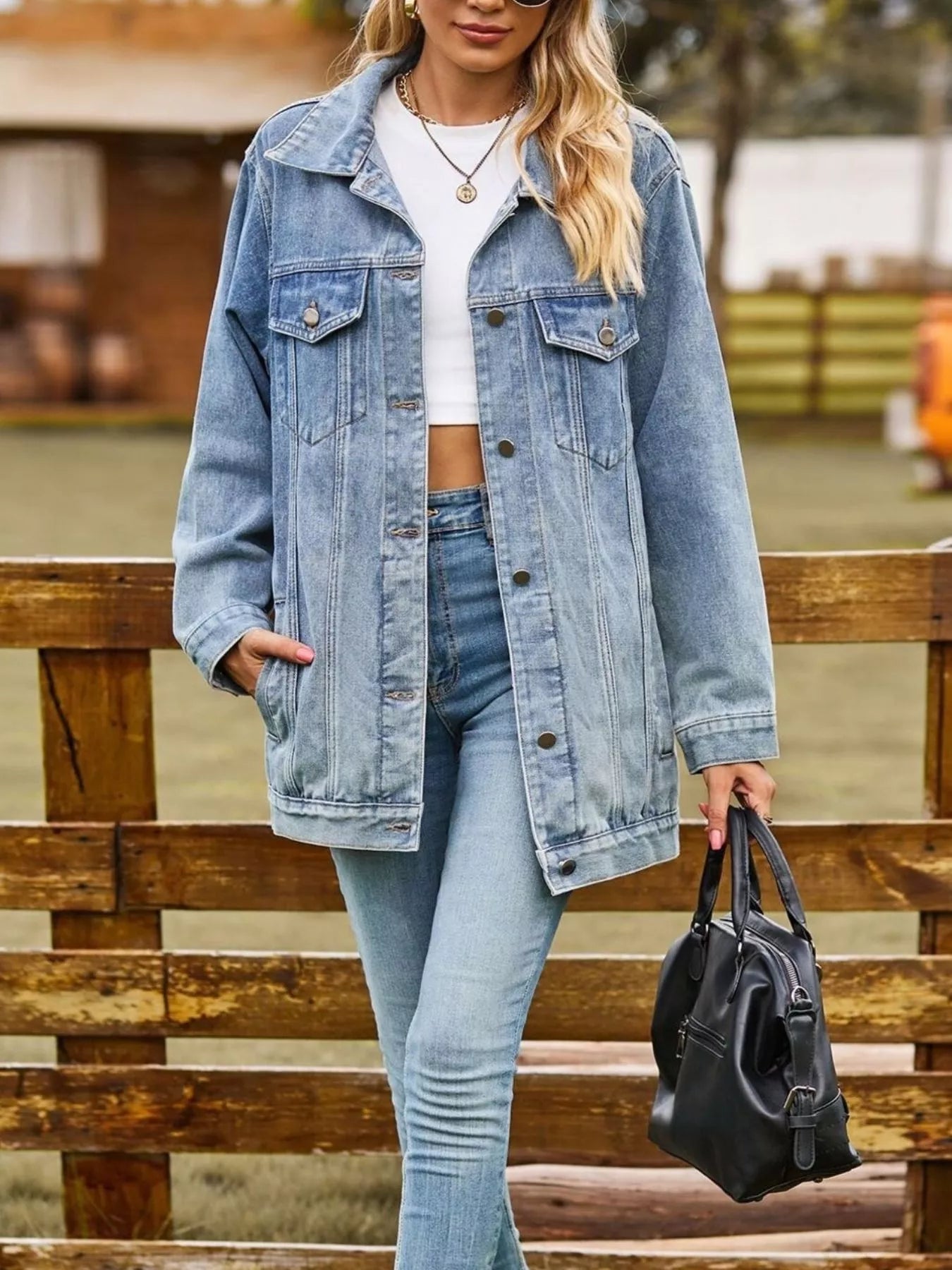 Button Down Washed Denim Jacket