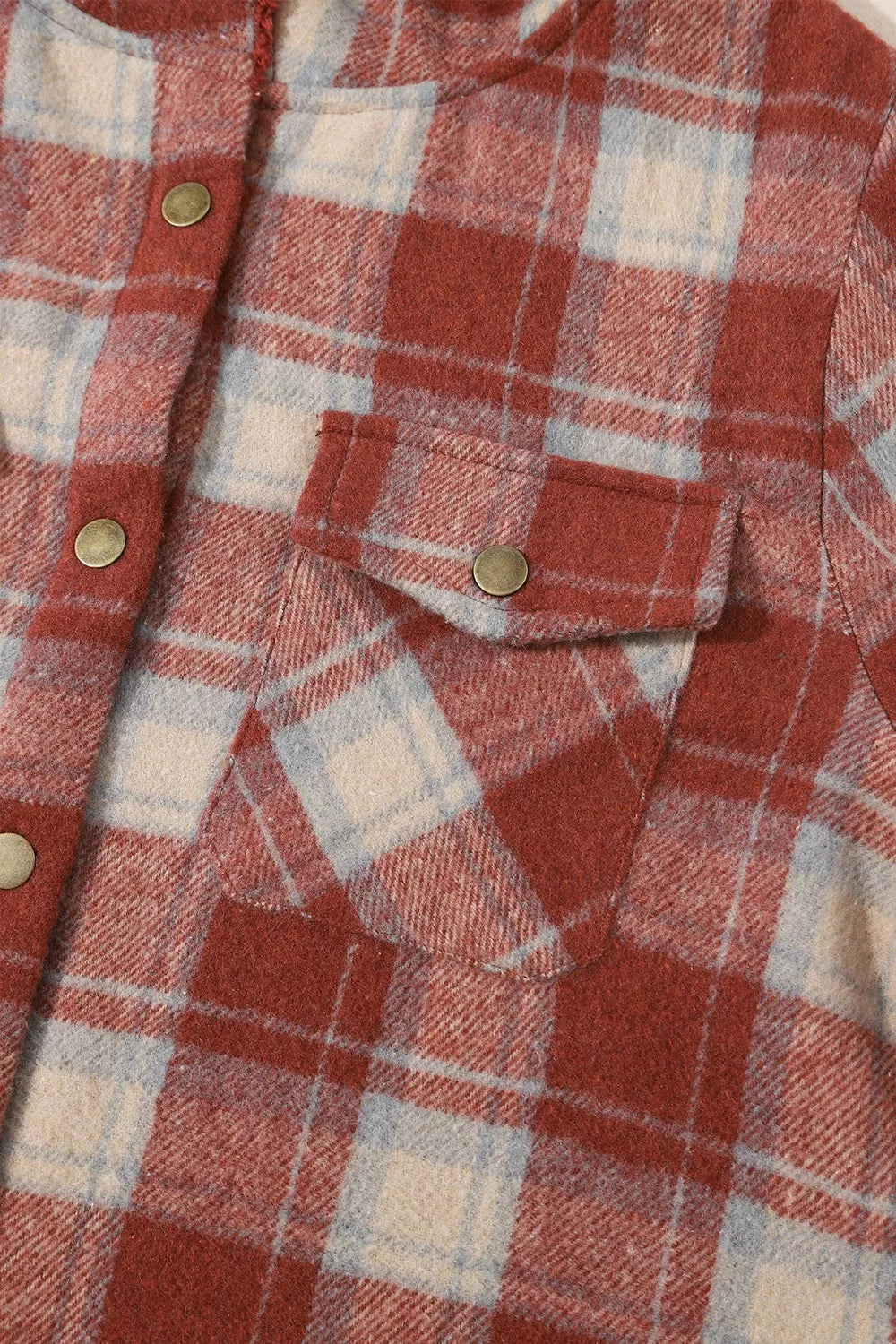Fleece Lined Plaid Hooded Jacket