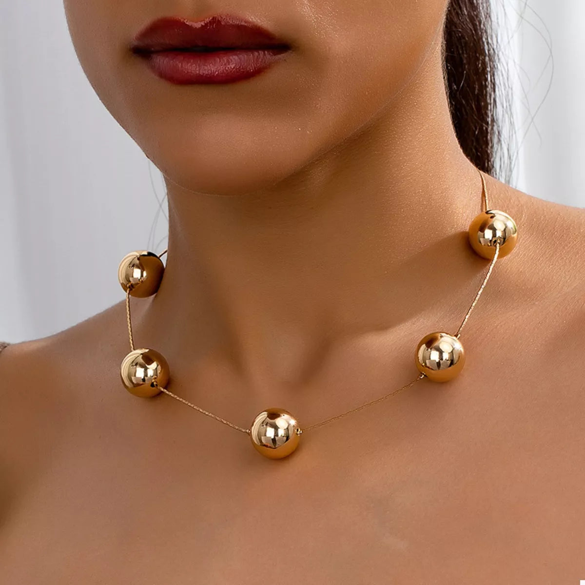 Golden Sphere Statement Necklace