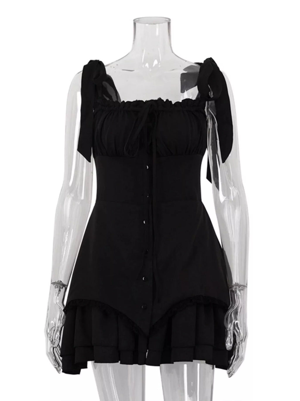 Tie-Shoulder Ruffled Mini Dress
