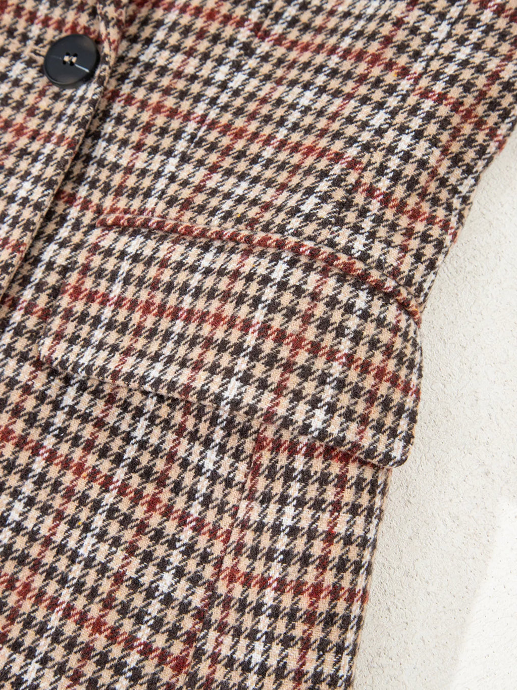 Houndstooth Lapel Collar Blazer